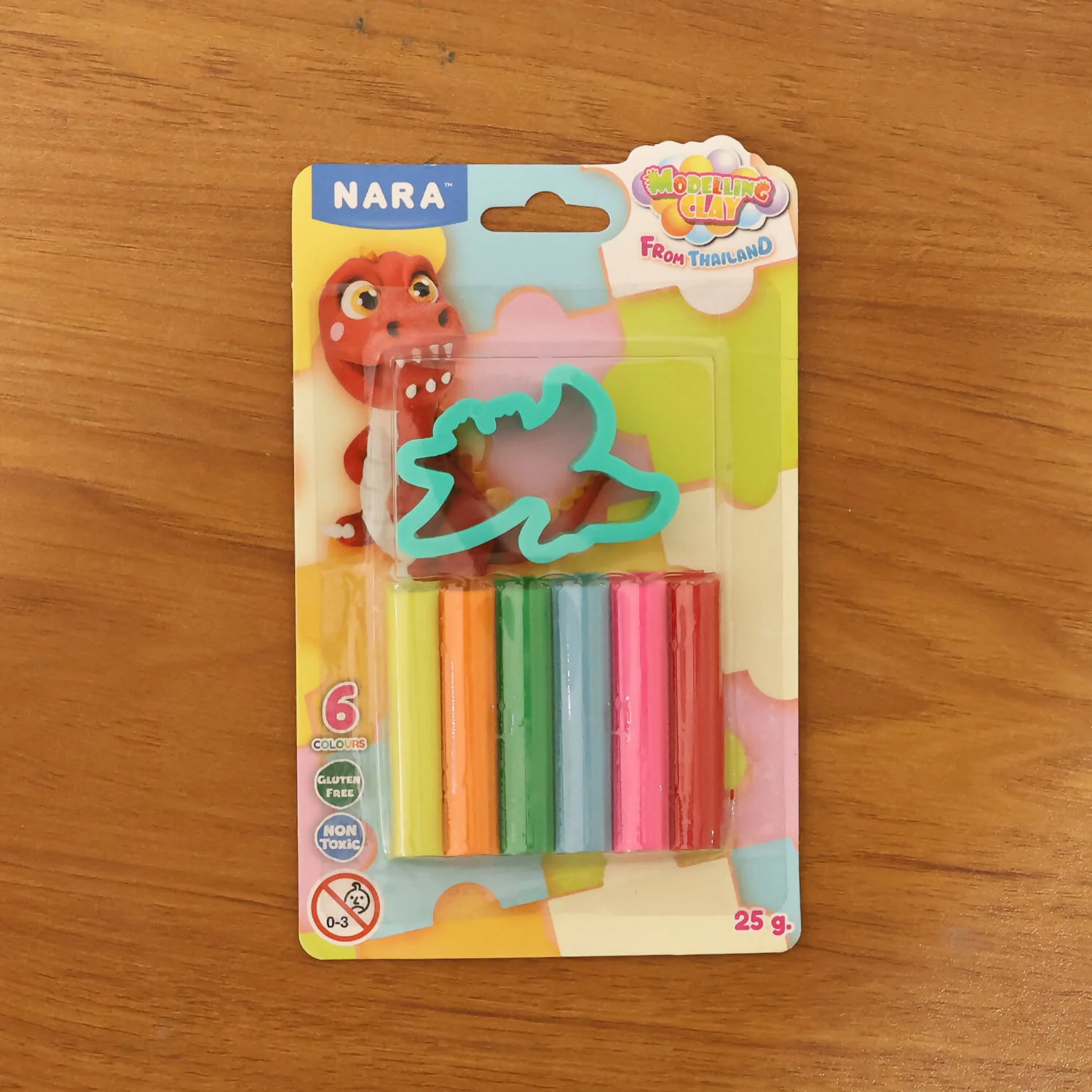 Nara 6 Color Modelling Clay Set with Dinosaur Cutter Creative Play Dough Kit for Kids (25 Gm) - Image 6