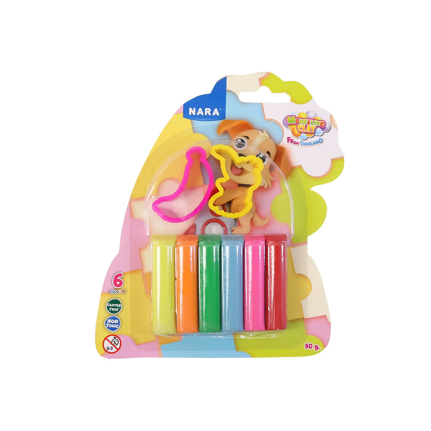 NARA 6 Color Modelling Clay Set with Shape Cutters – Kids DIY Creative Play Dough Kit (50 Gm) - Image 5
