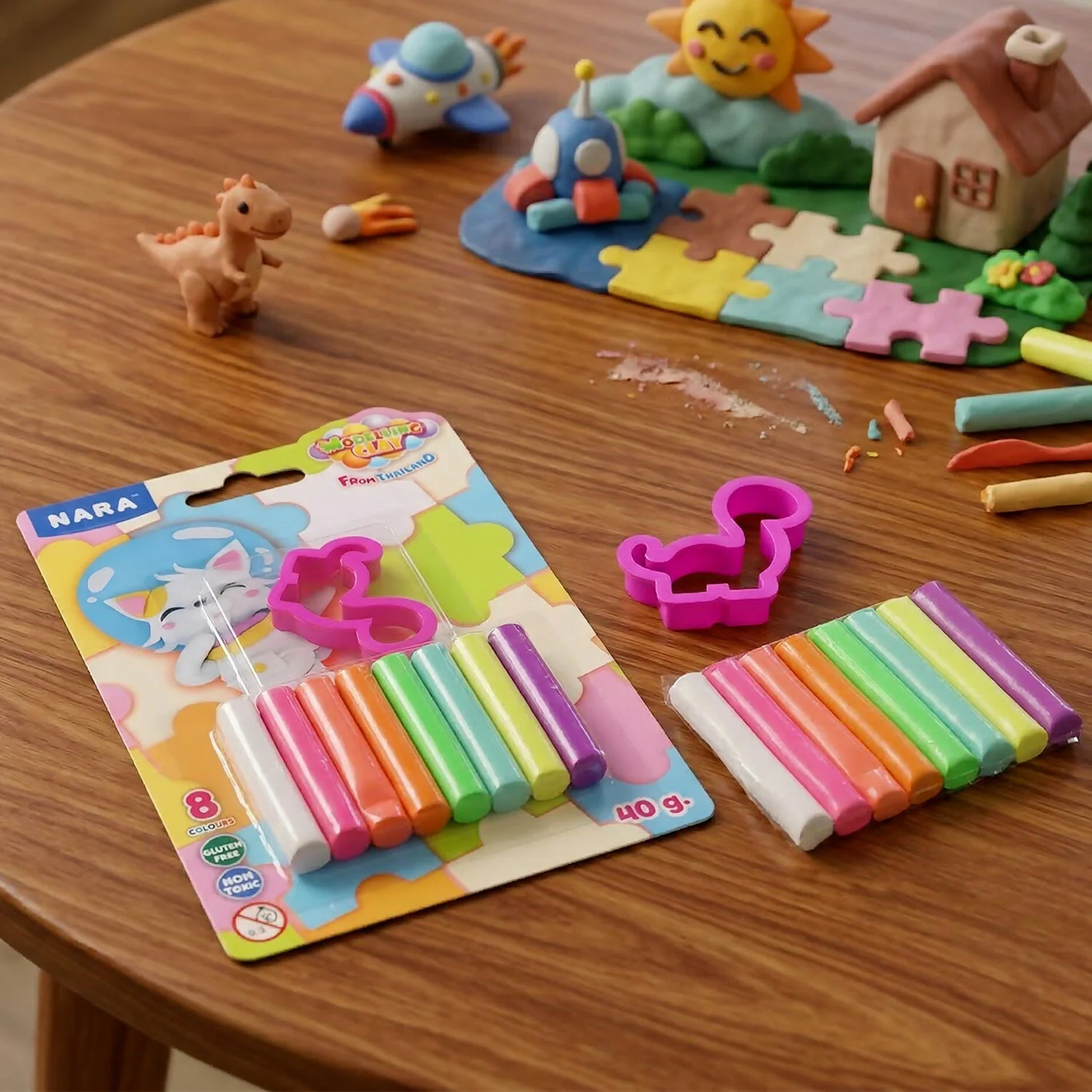 Nara 8 Color Modelling Clay Set with Cutter Creative Play Dough Kit for Kids (40 Gm) - Image 2