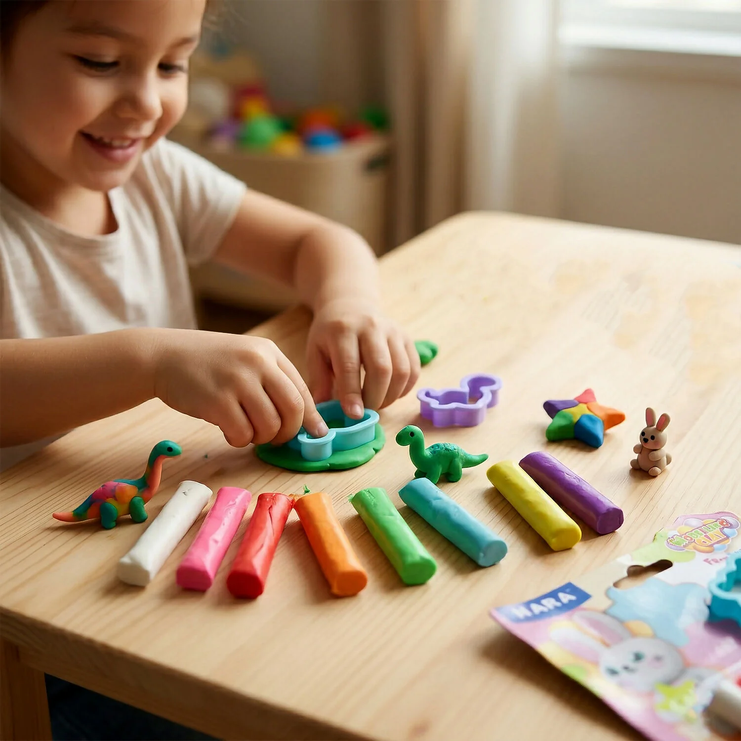 NARA 8 Color Modelling Clay Set with Shape Cutters – Kids Creative DIY Play Dough Kit (90 Gm) - Image 3