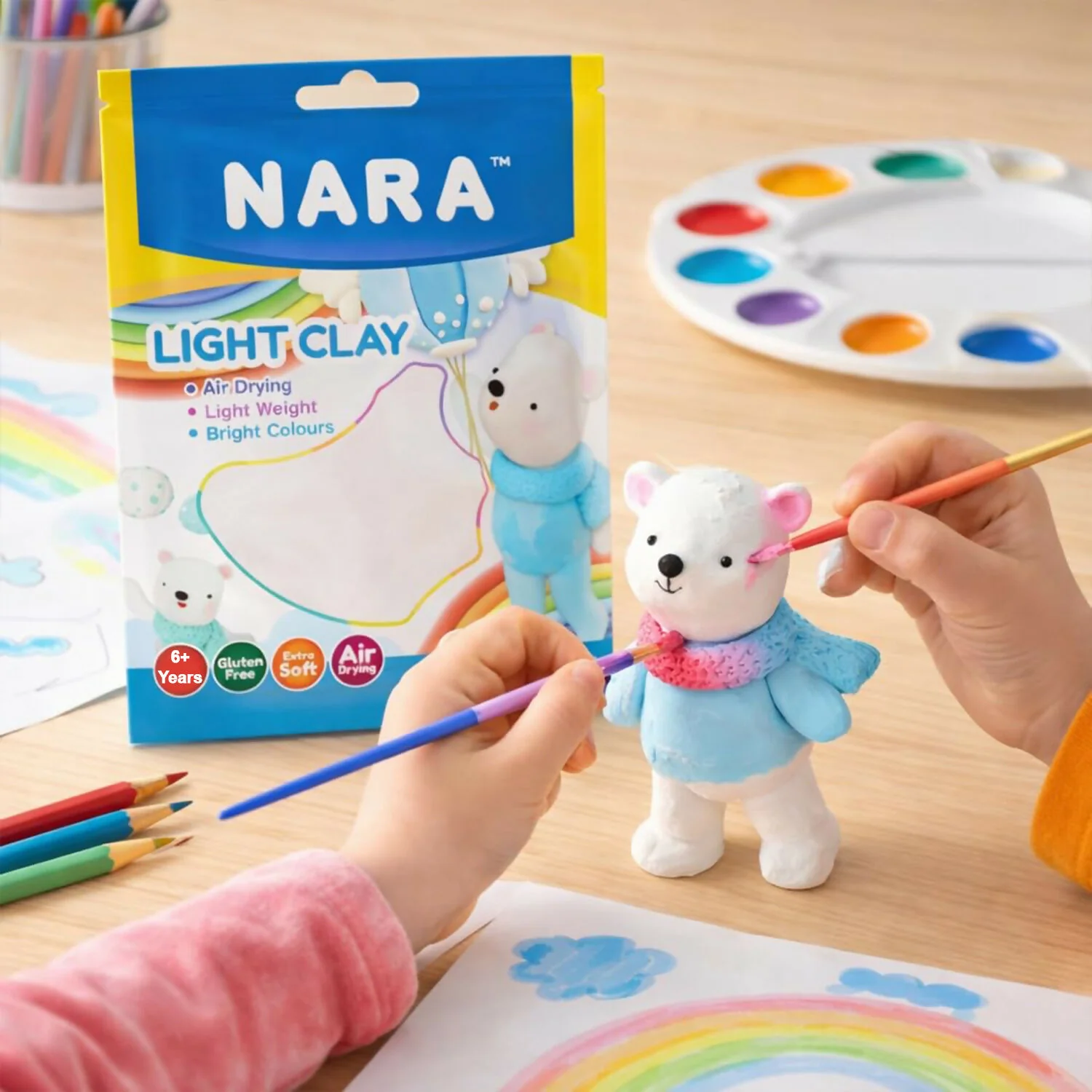 NARA Air Dry Light Clay for Kids Creative Sculpting and DIY Craft Activity - Image 2