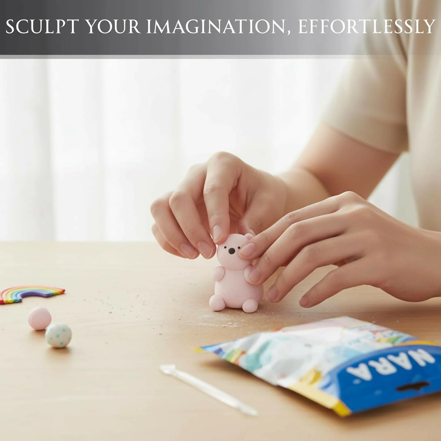 NARA Air Dry Light Clay for Kids Creative Sculpting and DIY Craft Activity - Image 3