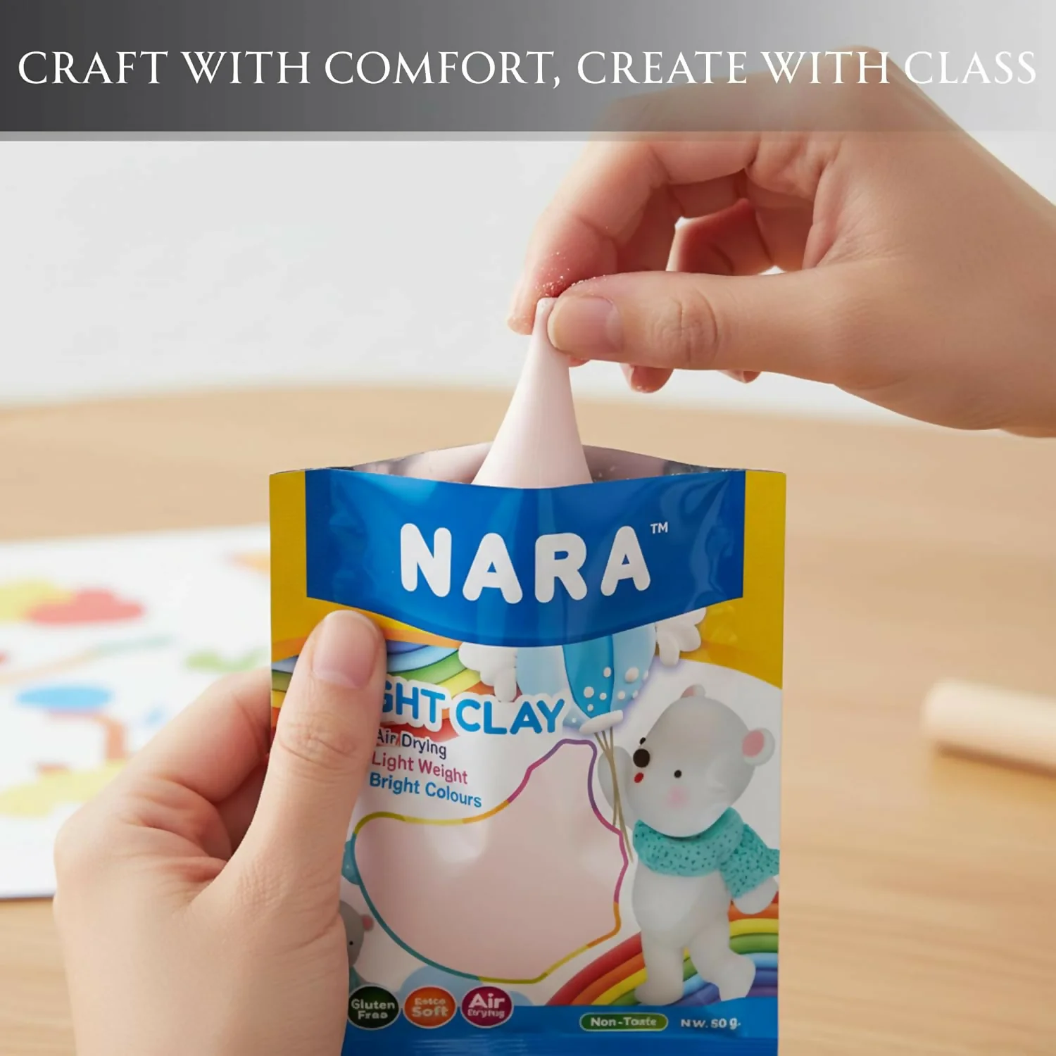 NARA Air Dry Light Clay for Kids Creative Sculpting and DIY Craft Activity - Image 4