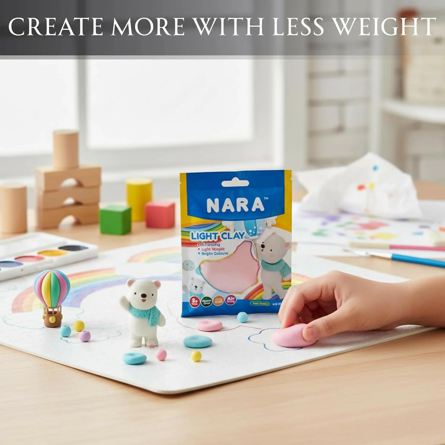 NARA Air Dry Light Clay for Kids Creative Sculpting and DIY Craft Activity - Image 5