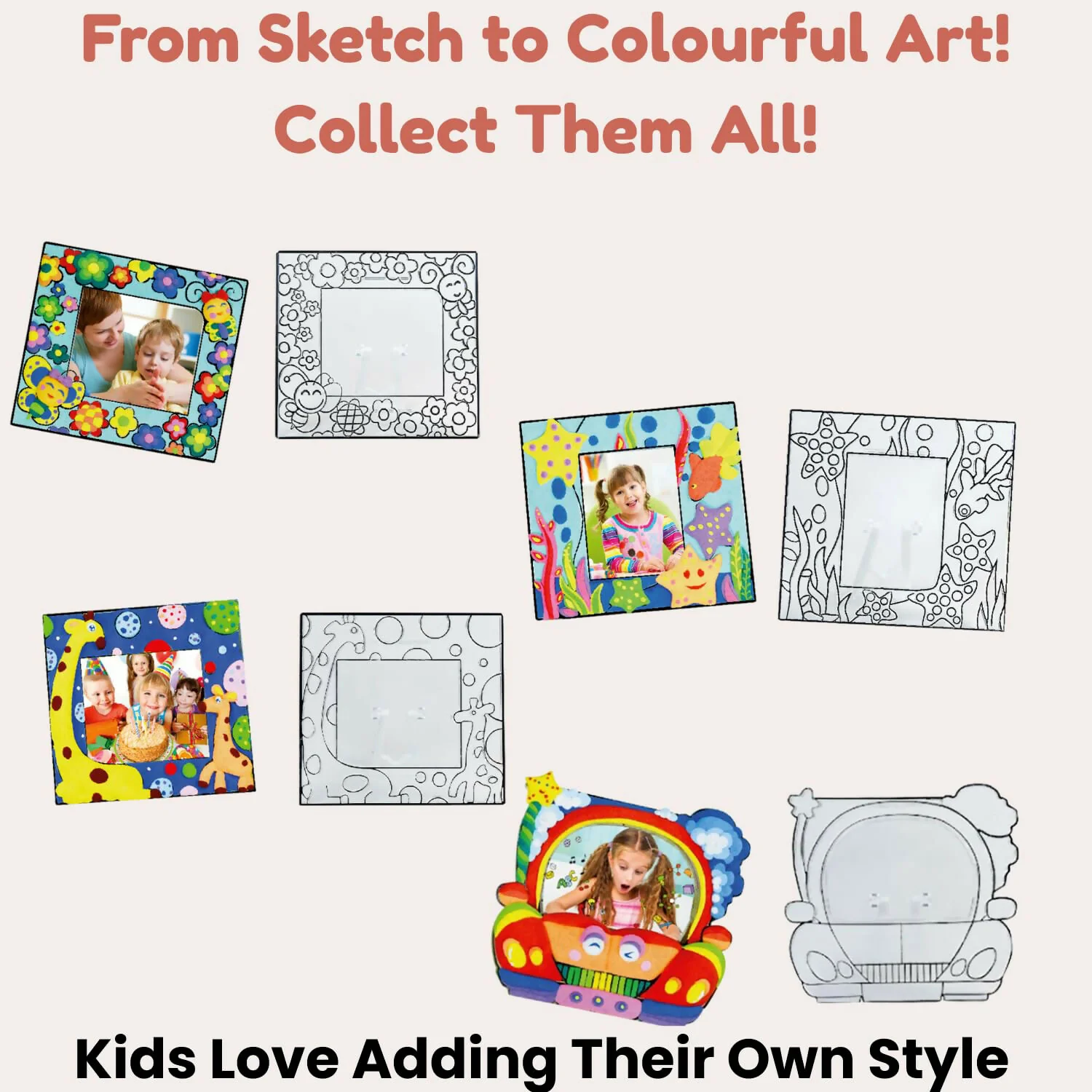 NARA Fancy Frame Foam Clay Art Kit Mix Design – DIY Photo Frame Craft Set for Kids Creative Activity (1 Pc) - Image 2