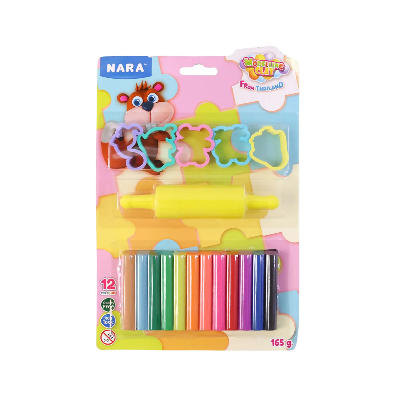 NARA Kids Creative Modelling Clay Set 12 Colors with Moulds & Roller Educational DIY Art & Craft Play Dough Kit (165Gm) - Image 5
