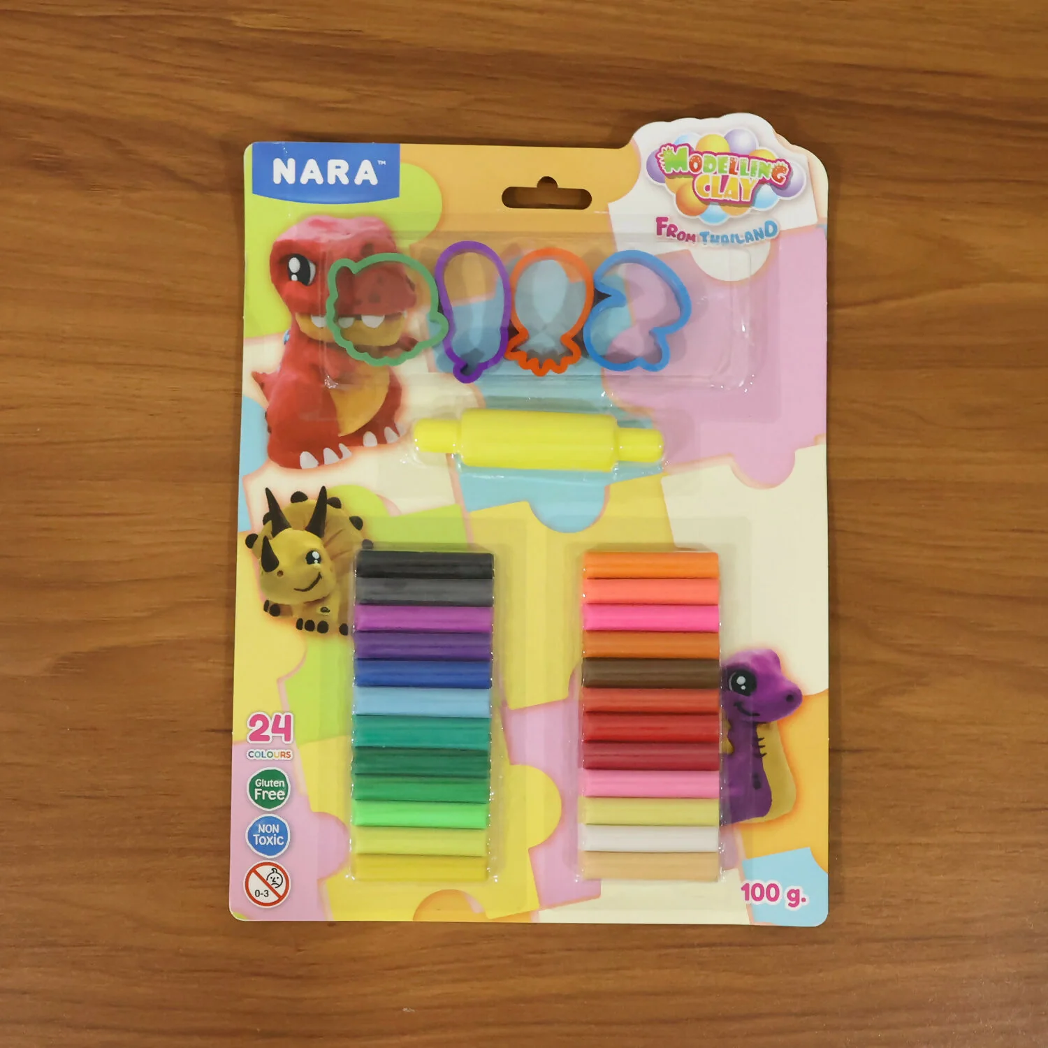 NARA Kids Creative Modelling Clay Set 24 Colors with Moulds & Roller Educational DIY Art & Craft Play Dough Kit (100Gm) - Image 6