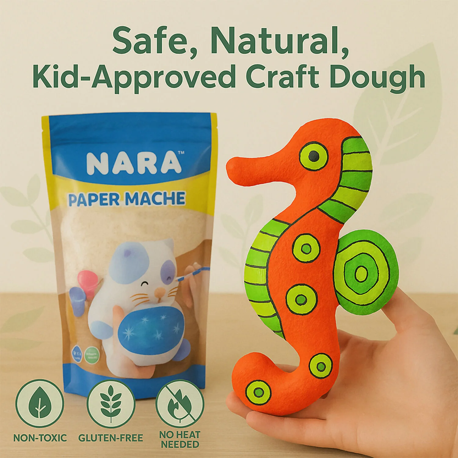 NARA Paper Mache Craft Dough Kit – DIY Sculpting, Painting & Air Dry Art Set for Kids - Image 5