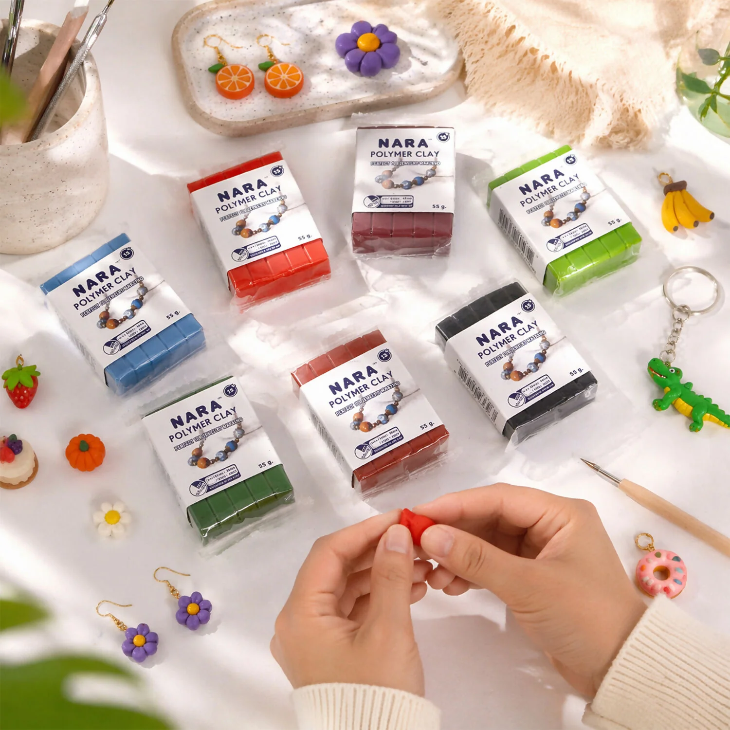 NARA Polymer Clay Color DIY Modeling Clay Kit for Jewelry Making, Crafts & School Projects - Image 2