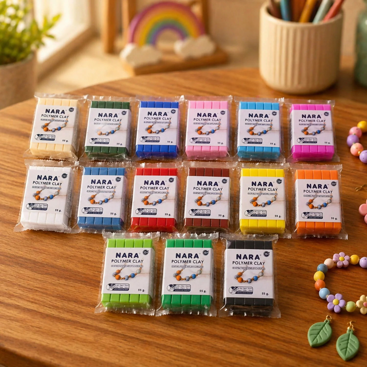 NARA Polymer Clay Multi Color DIY Craft Modeling Clay Kit for Art & Jewelry Making (40pc, 18 Colour) - Image 8
