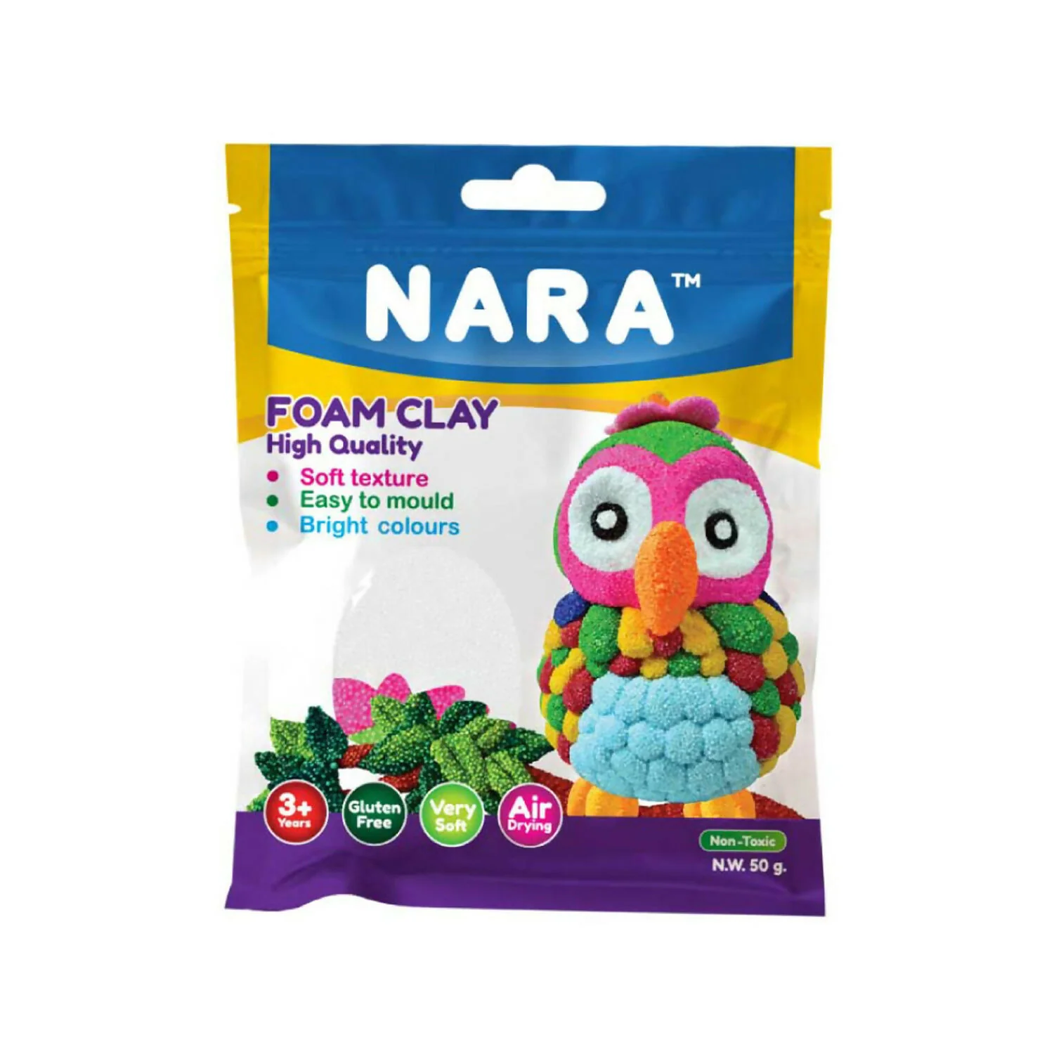 NARA Soft Foam Modelling Clay, Air Dry Non-Toxic DIY Creative Craft Clay for Kids Art (50Gm) - Image 5