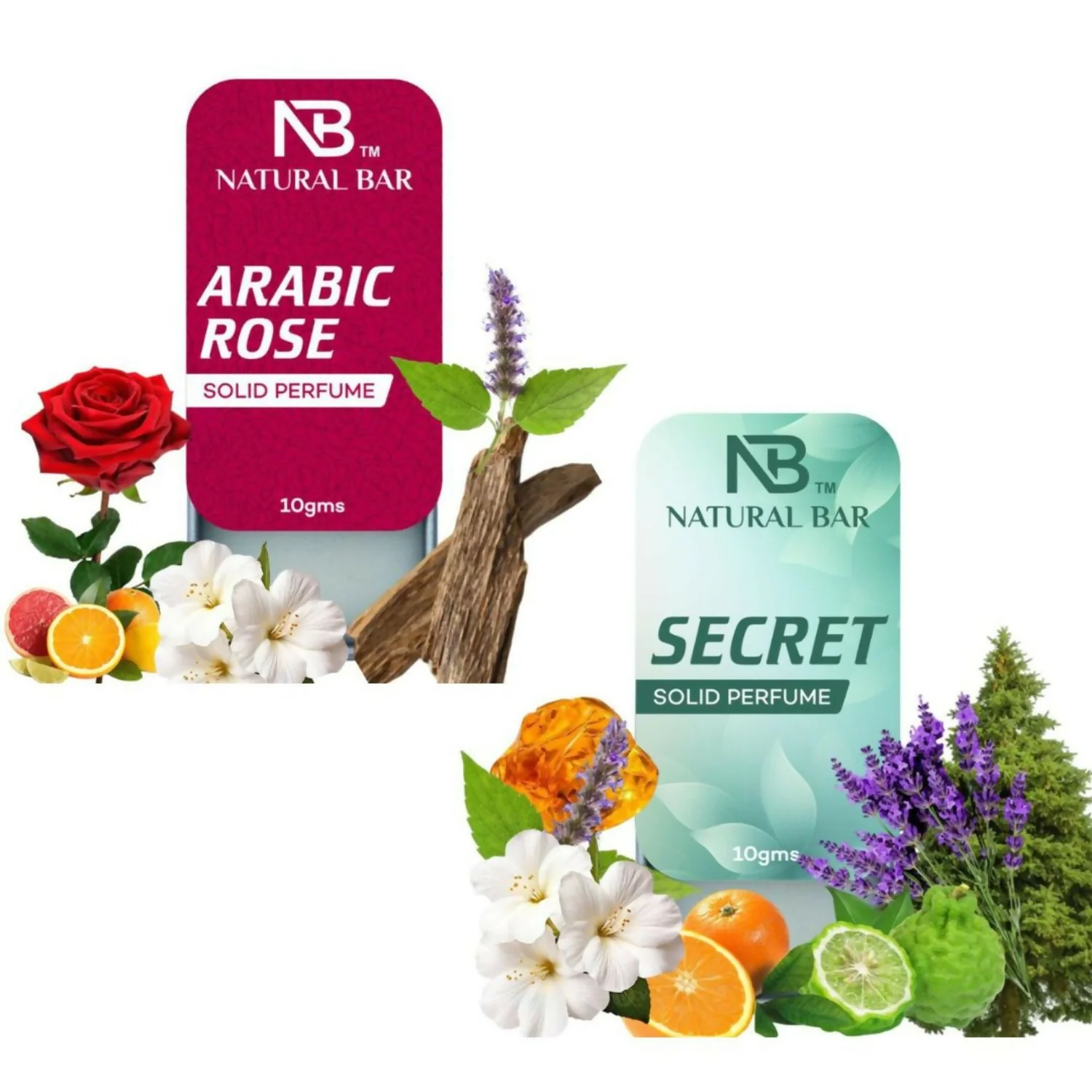 Arabic Rose And Secret Solid Perfume Combo, Alcohol Free Cologne Strong & Lasting Fragrance, Gifting for Him & Her (10gms/2Pc) - Image 2