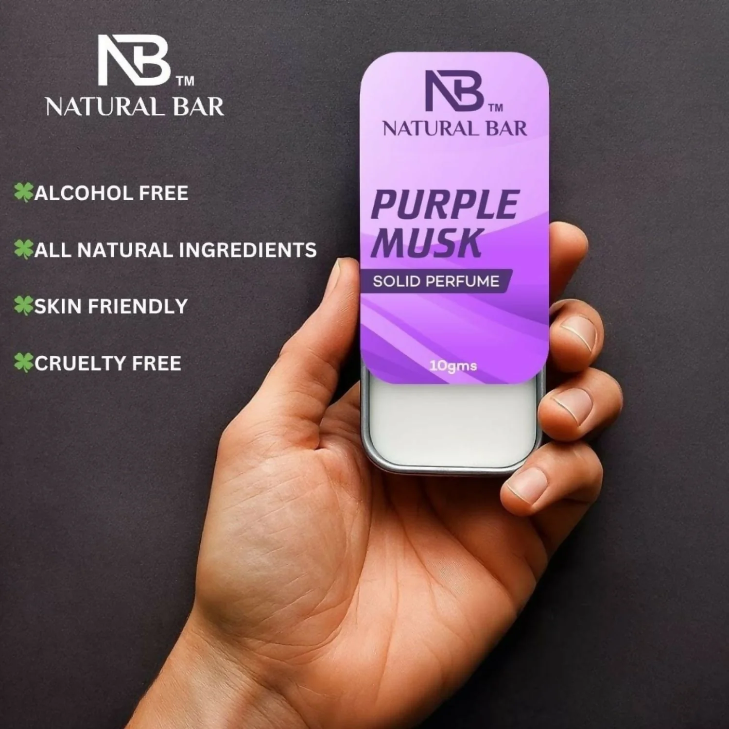 Purple Musk Solid Perfume, Alcohol Free Long Lasting Fragrance for Male and Female (10gms) - Image 2
