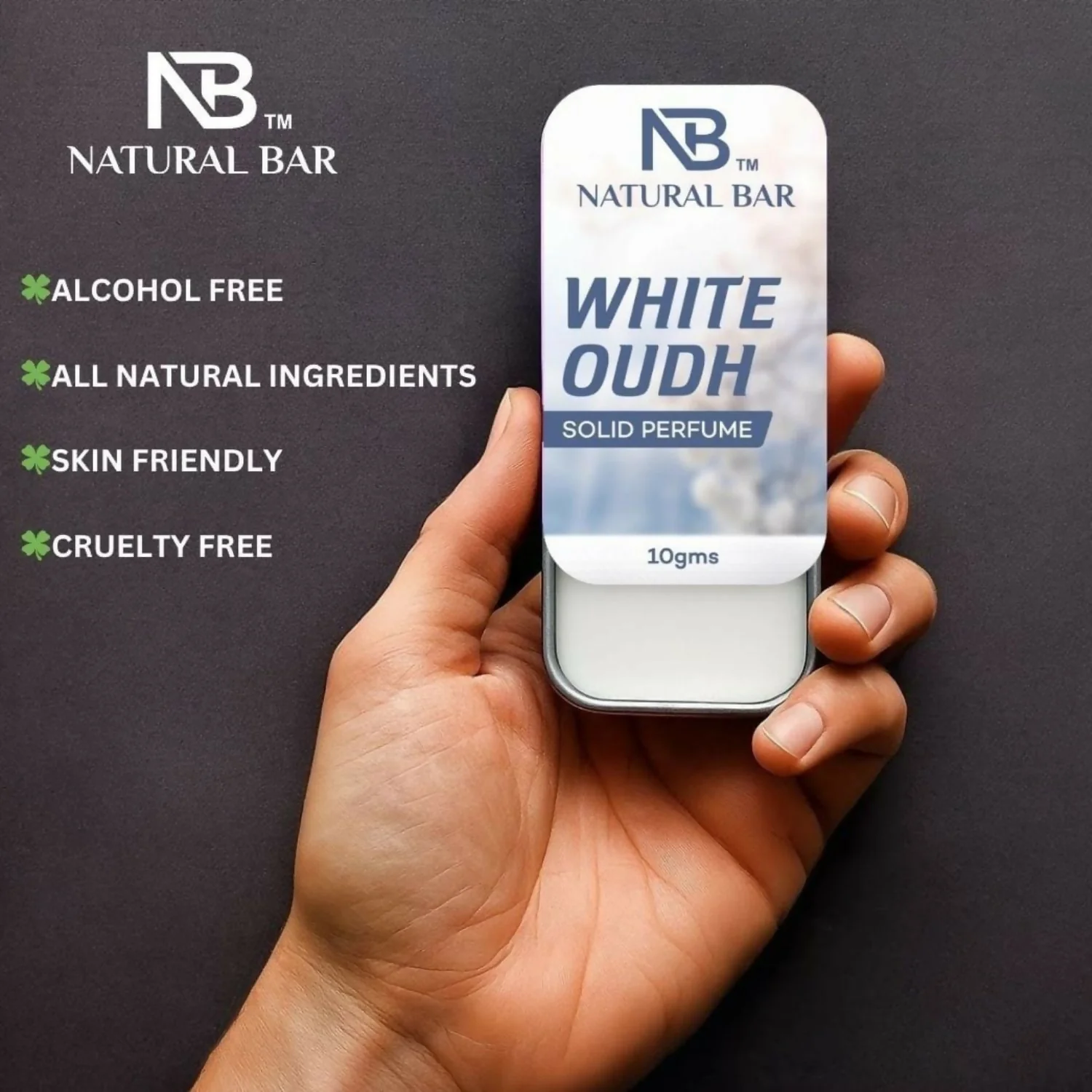 White Oudh Solid Perfume, Alcohol Free Long Lasting Fragrance for Male and Female (10gms) - Image 2