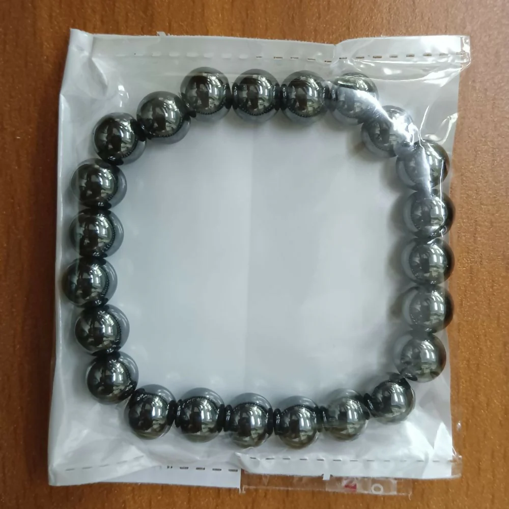Natural Black Hematite Round Shape Beads Bracelet - Image 4