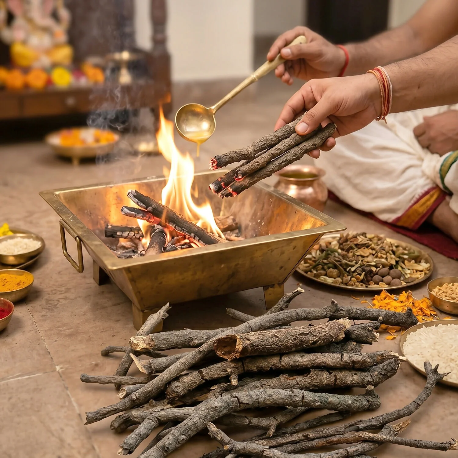 Natural Havan Wood Sticks for Puja Rituals Samidha Sacred Fire Wood (1 Kg) - Image 3