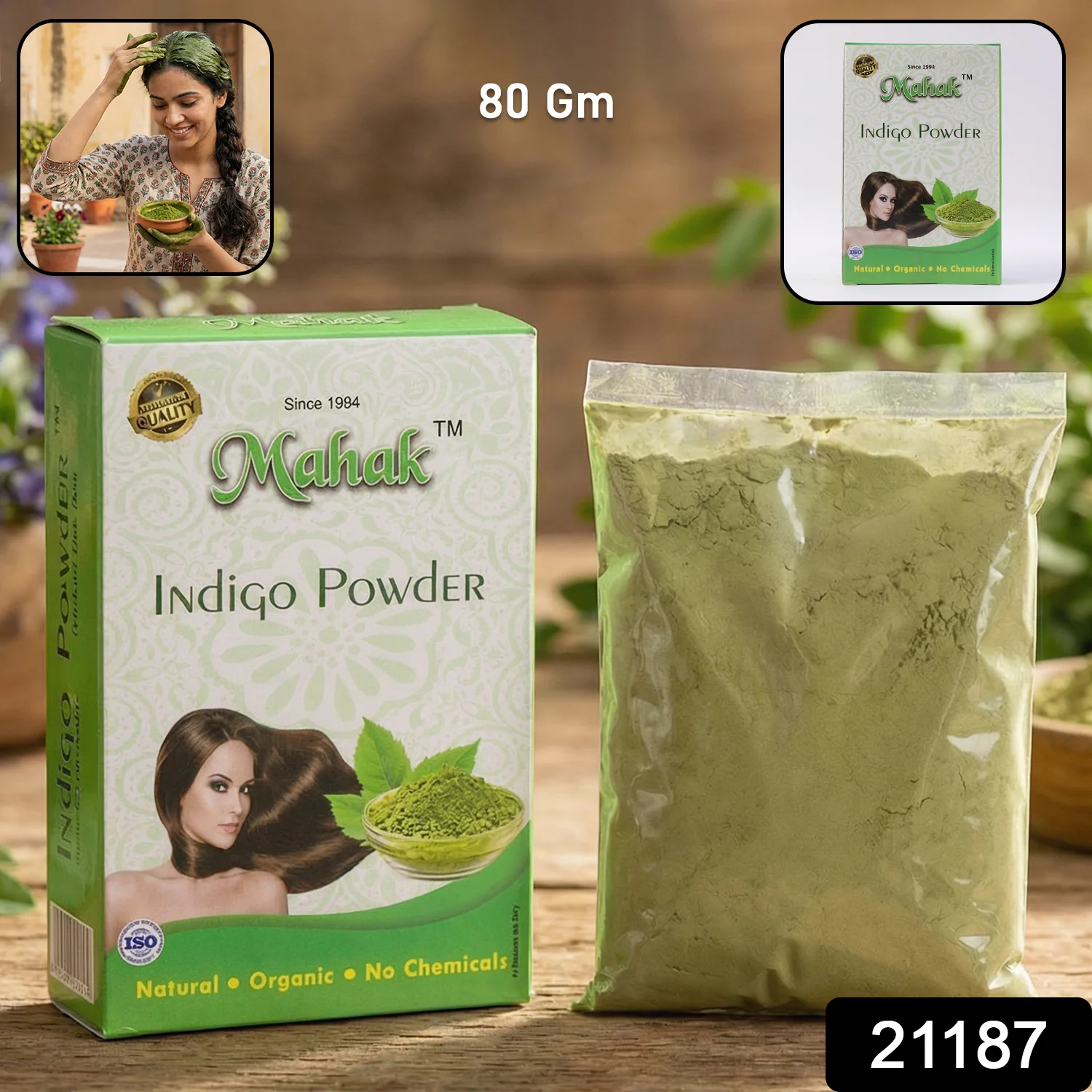 Natural Indigo Powder for Traditional Hair Care – 80 gm - Image 2