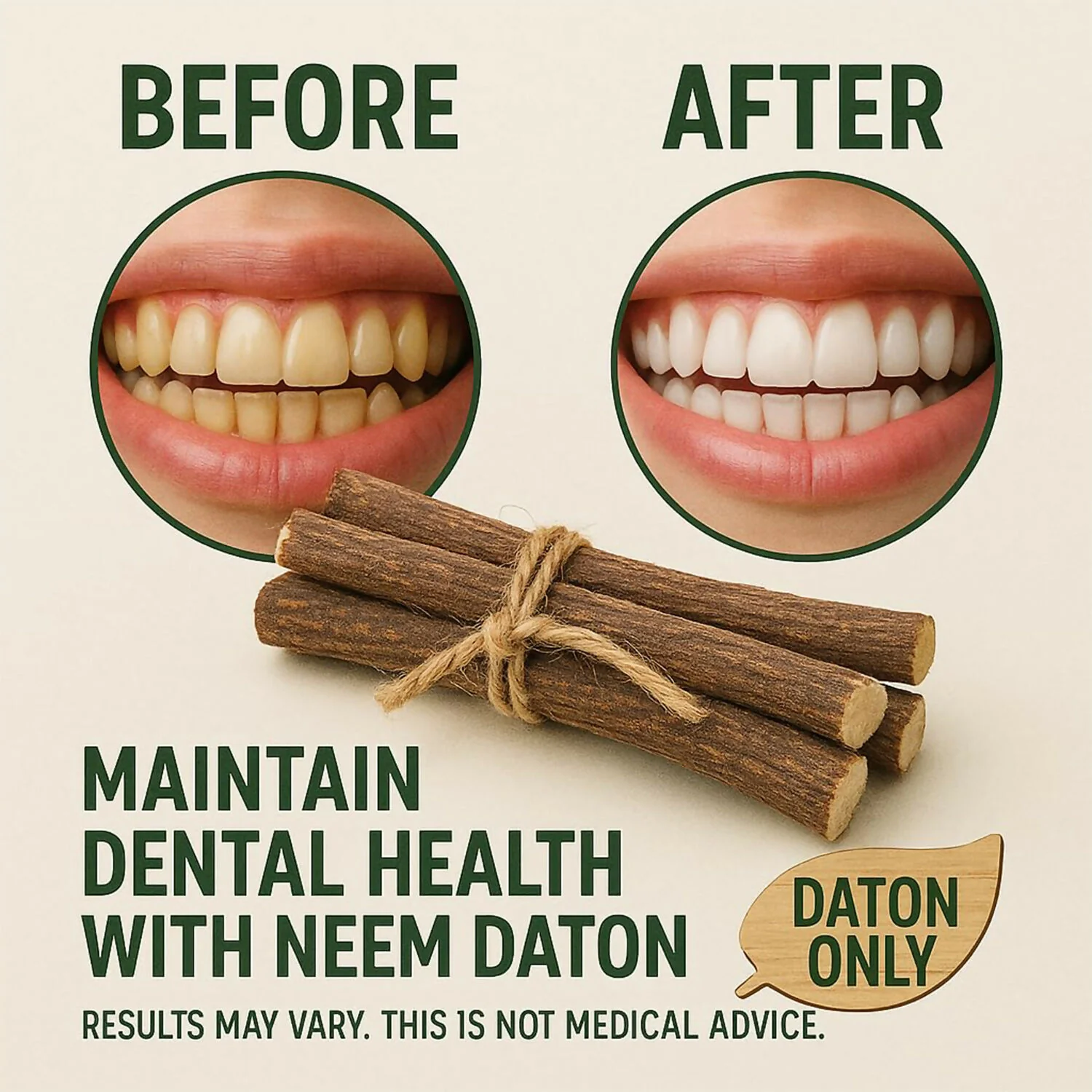 Natural Neem Wood Tooth Cleaning Sticks for Oral Care (10 Pc) - Image 3