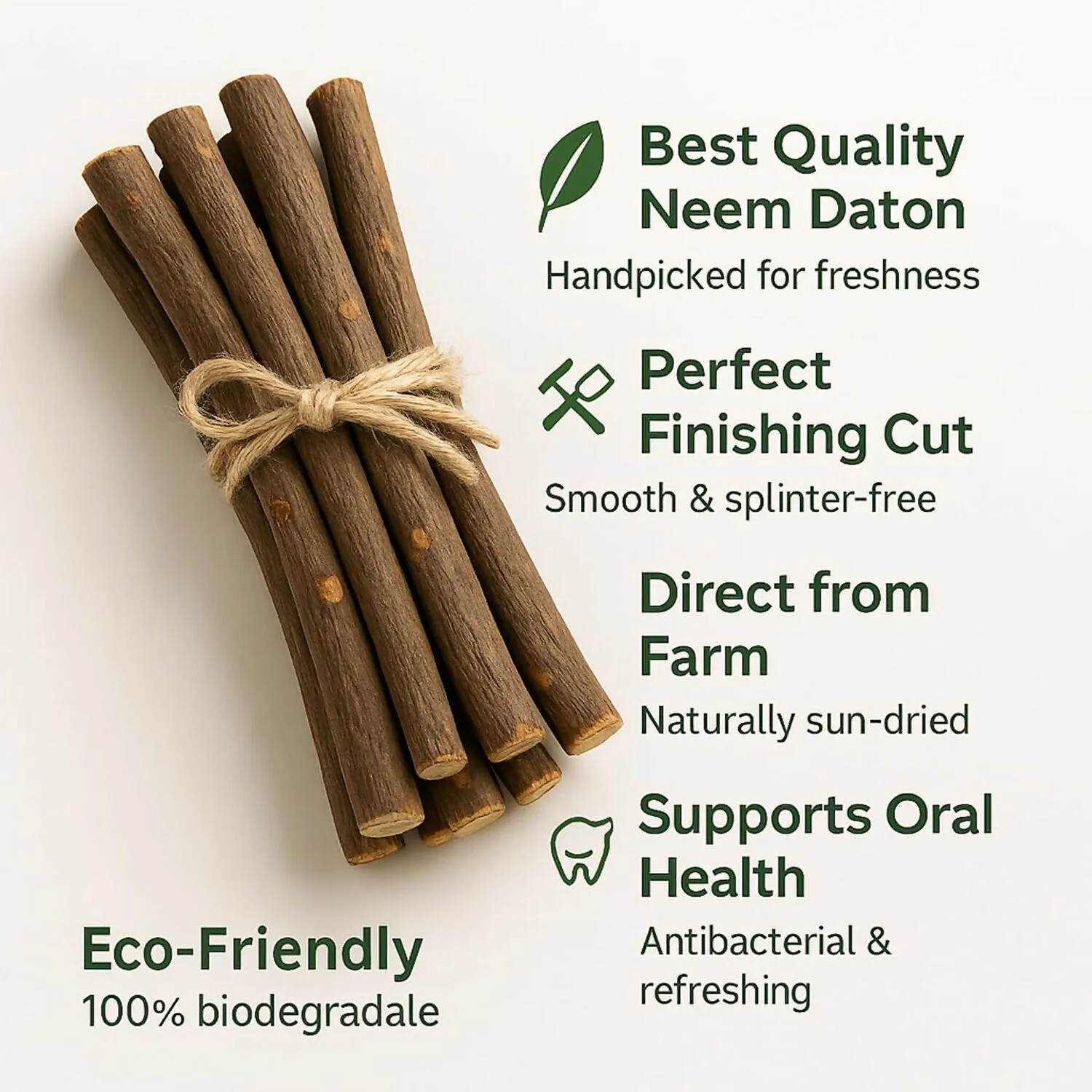 Natural Neem Wood Tooth Cleaning Sticks for Oral Care (10 Pc) - Image 7