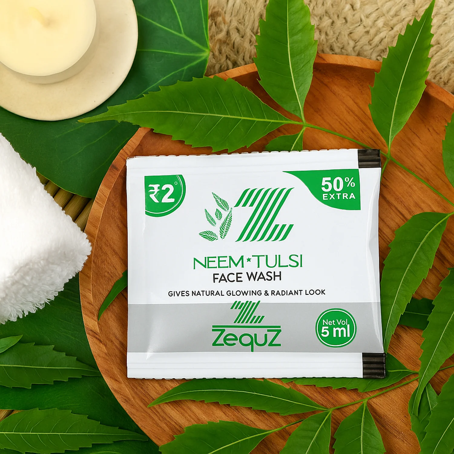 Zequz Neem & Tulsi Herbal Face Wash Sachet (5 ML / 1 Pc) - Image 4