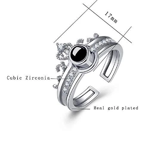 New 100 Languages I Love You Memory Crown Couple Rings - Image 5