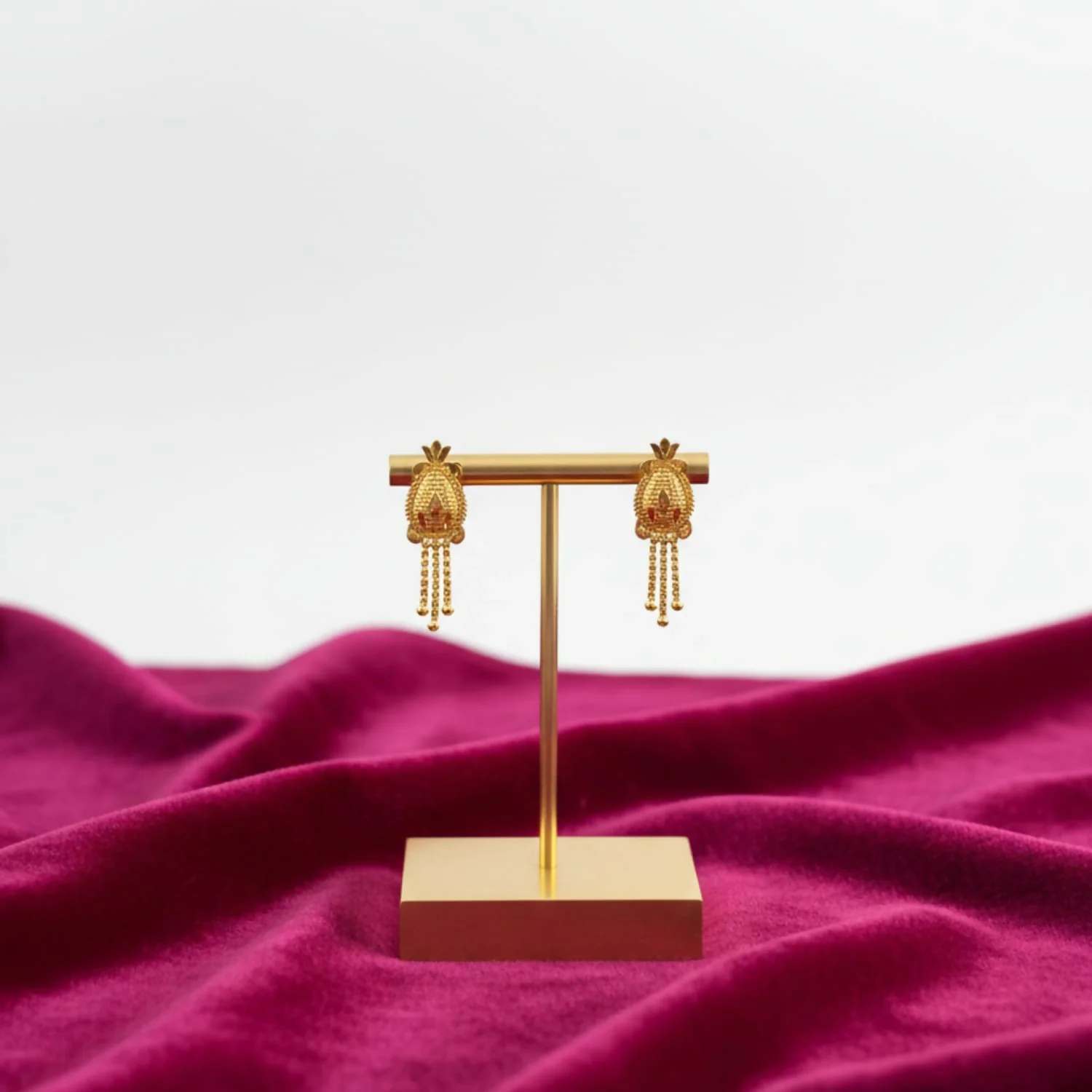 Nice 3 Line Golden Earrings for Women & Girls – Traditional Fancy Jewellery Gift - Image 3