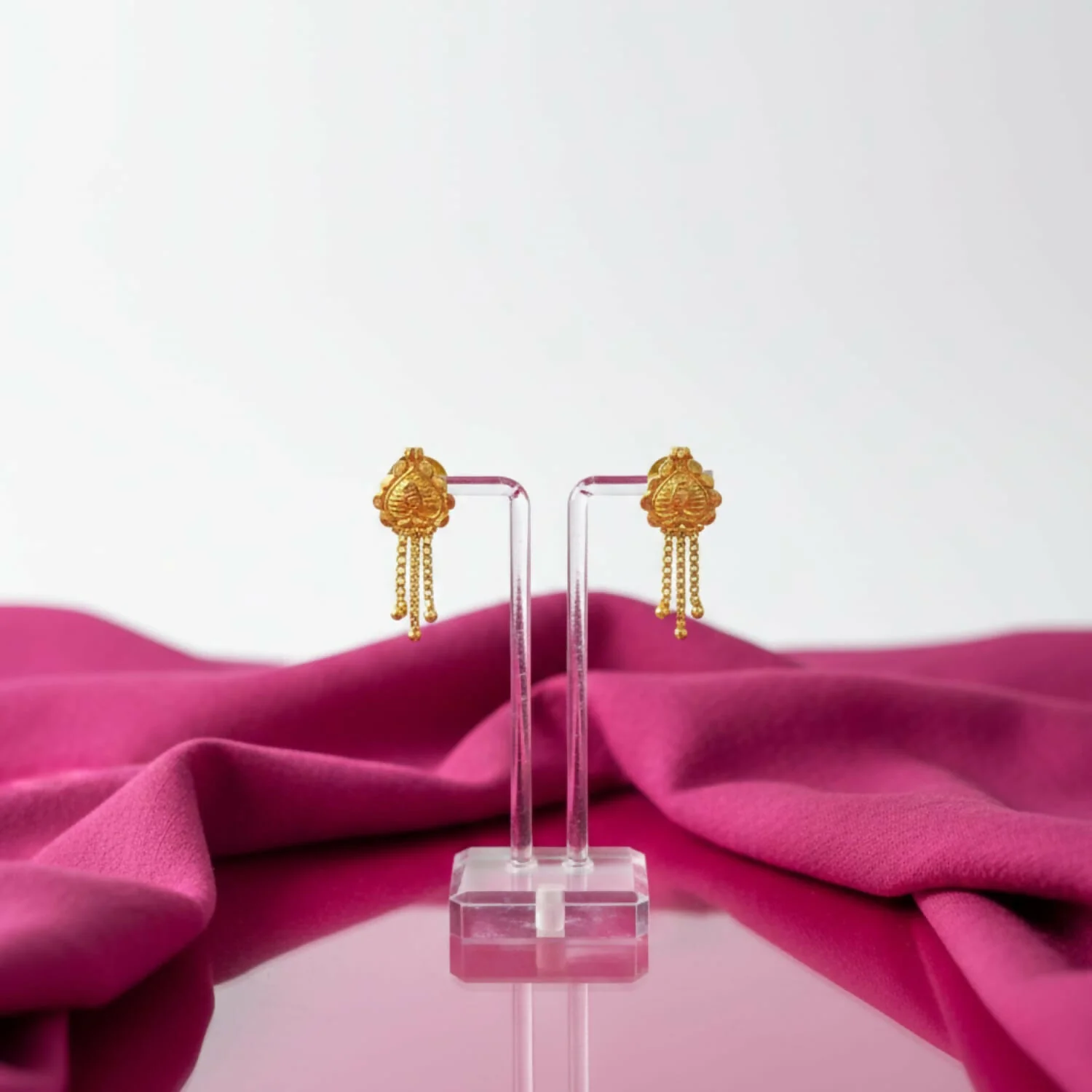 Nice 3 Line Golden Earrings for Women & Girls – Traditional Fancy Gift - Image 3
