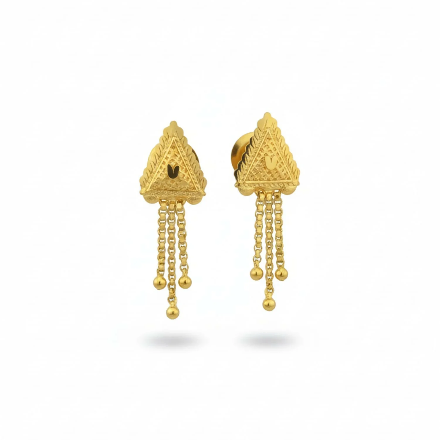 Nice 3 Line Golden Earrings for Women & Girls – Traditional Fancy Jewellery Gift - Image 4