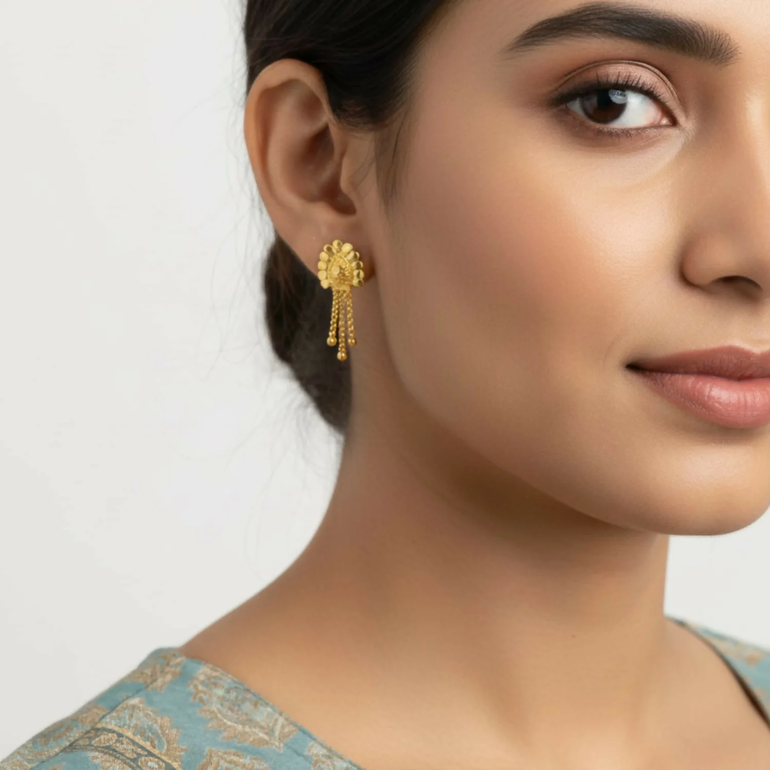 Nice 3 Line Golden Earrings for Women & Girls – Traditional Fancy Jewellery Gift - Image 2