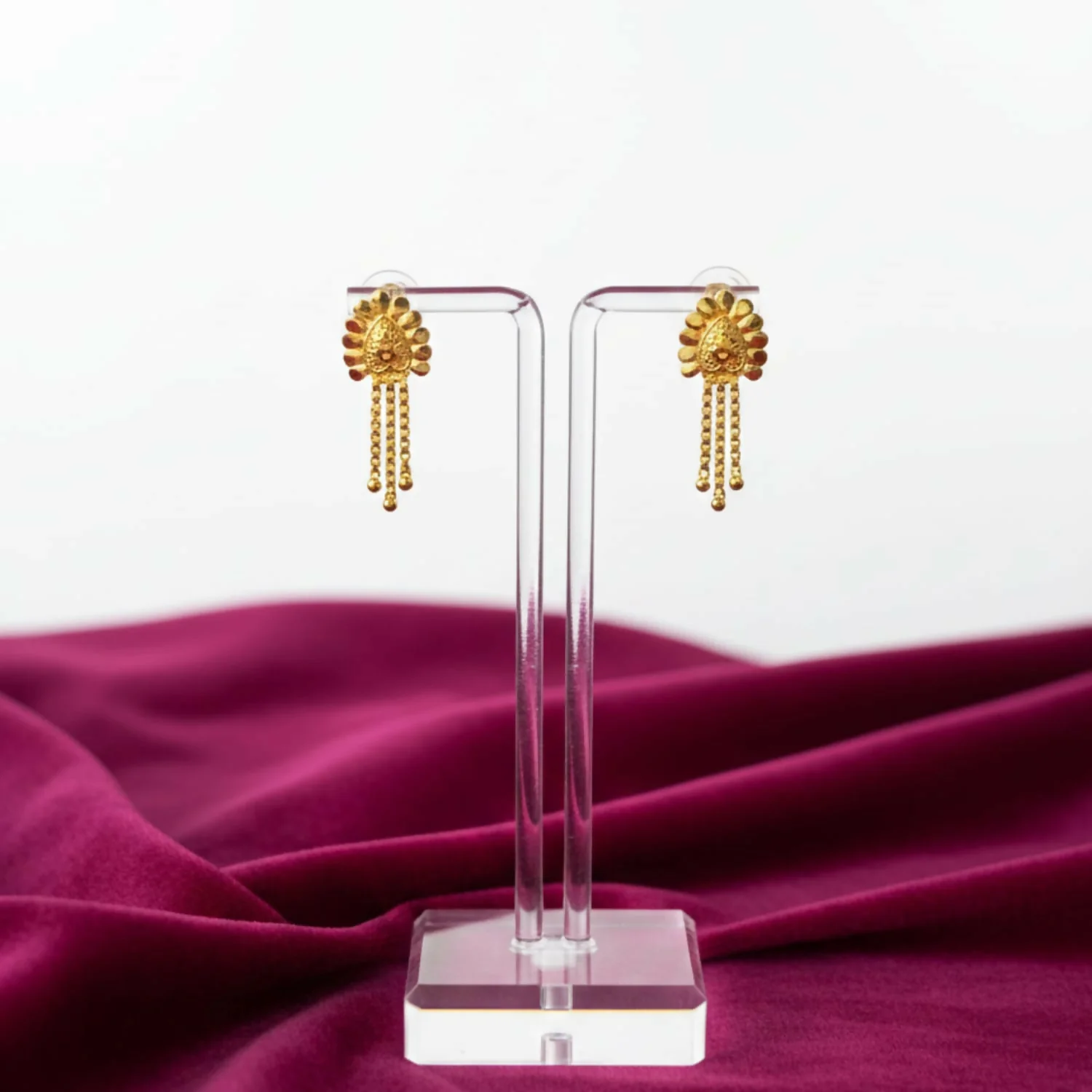 Nice 3 Line Golden Earrings for Women & Girls – Traditional Fancy Jewellery Gift - Image 3