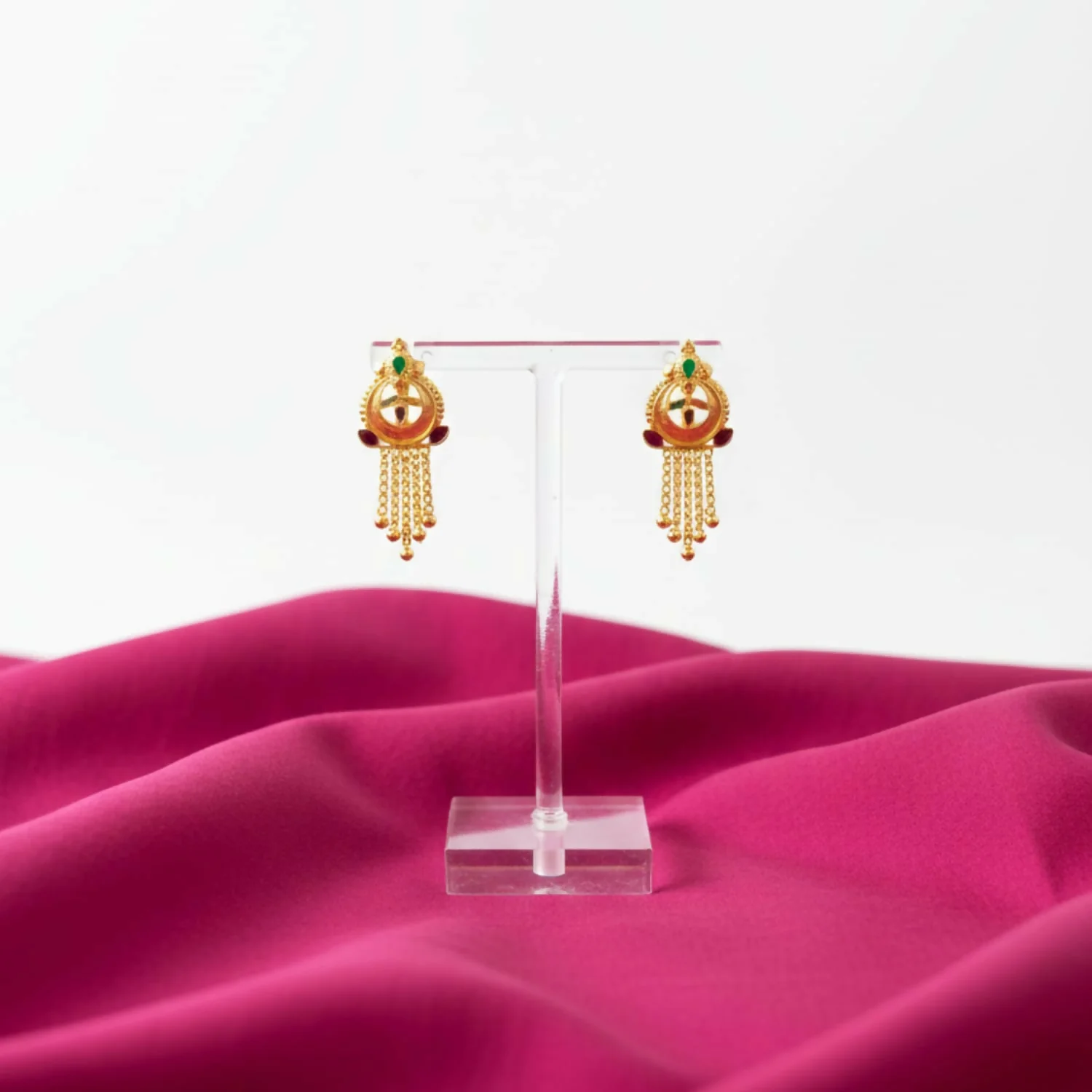 Nice 5 Line Golden Earrings for Women & Girls – Traditional Fancy Jewellery Gift - Image 3