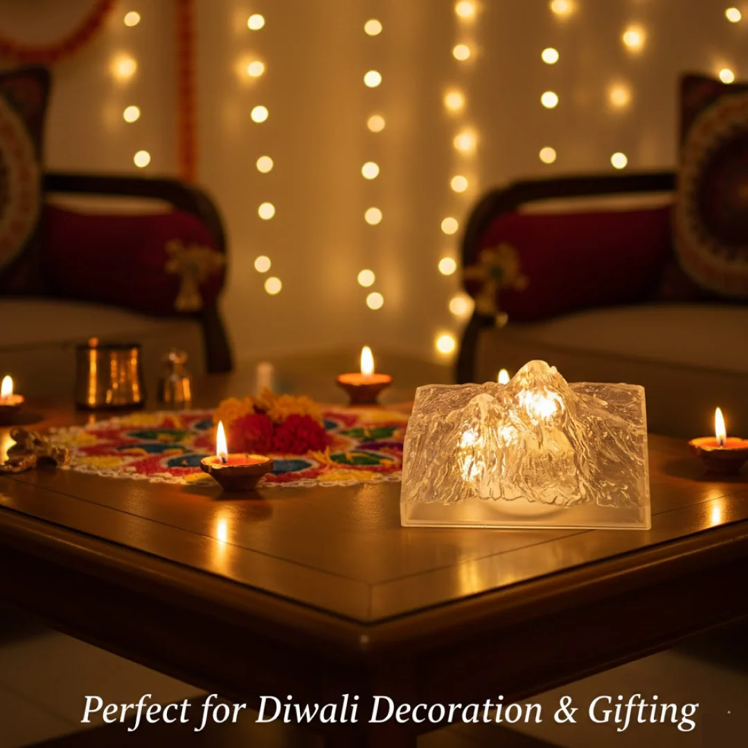Unique Plastic Night Light: Flameless LED, Diwali (Iceberg Design, Gift) - Image 3