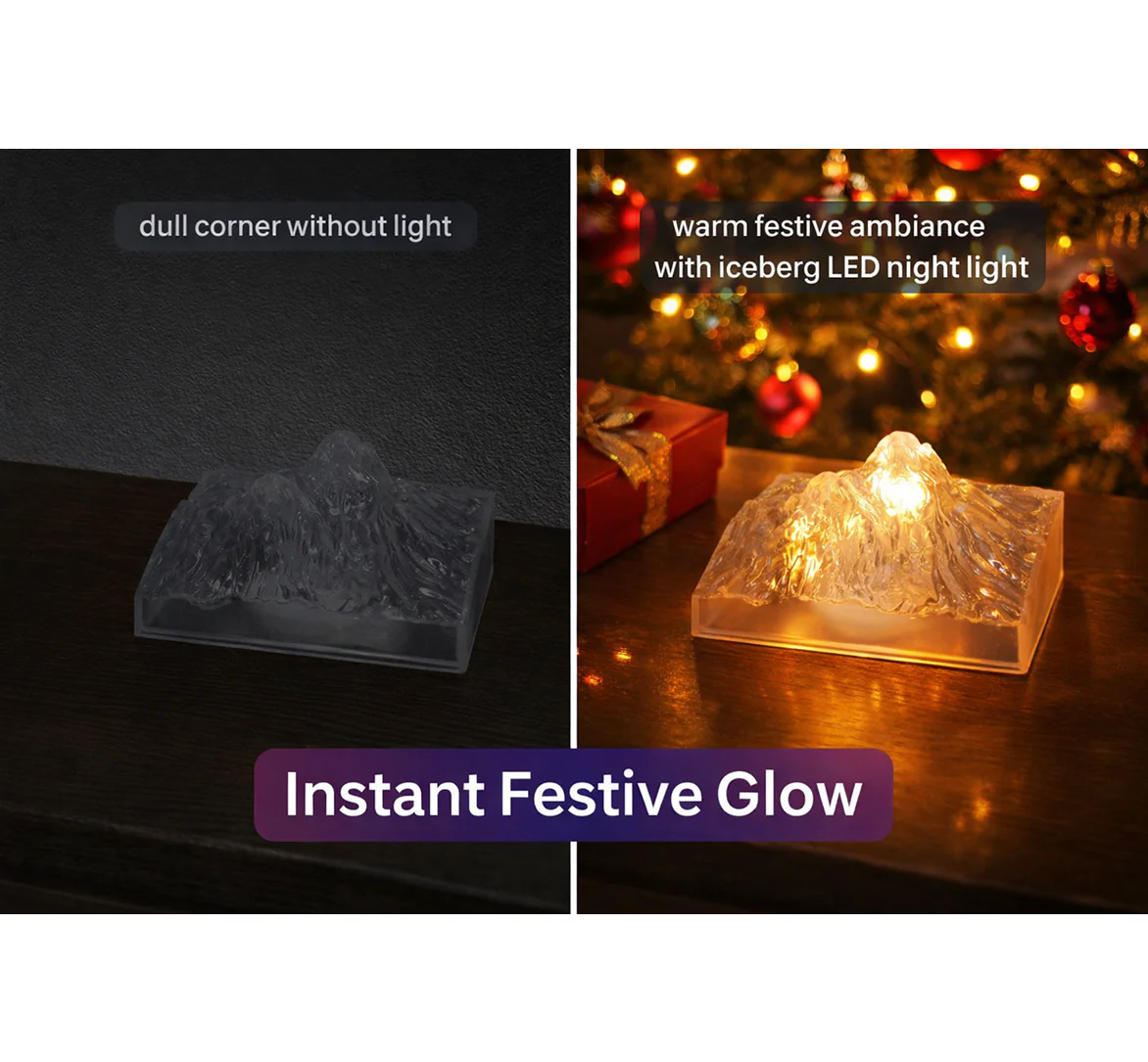 Unique Plastic Night Light: Flameless LED, Diwali (Iceberg Design, Gift) - Image 6