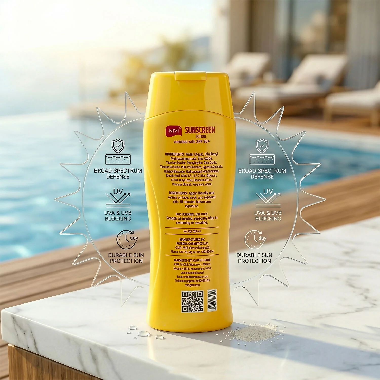 Nivi Sunscreen Lotion SPF 30 UVA UVB Protection Daily Skin Care (200 Ml) - Image 3