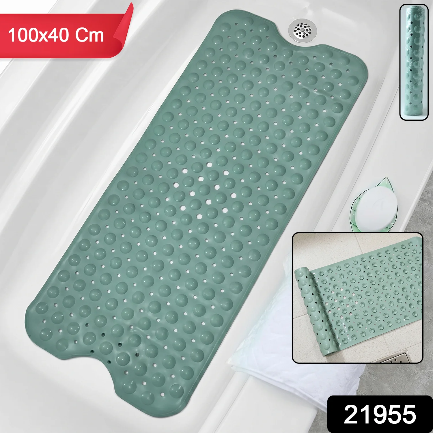 Non-Slip Suction Cup Bath Mat (1 Pc, 100x40 Cm) - Image 2