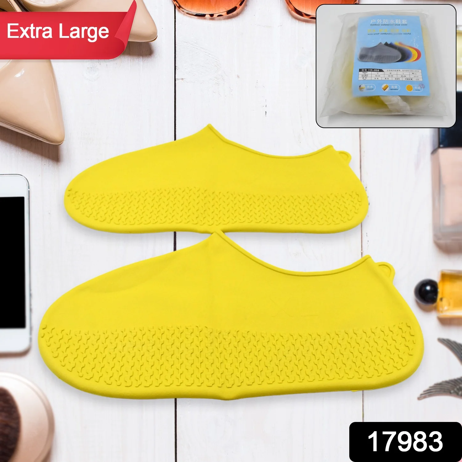 Non Slip Silicone Rain Reusable Waterproof Foldable Boot Shoe Cover XL 1 Pair Mix - Image 2