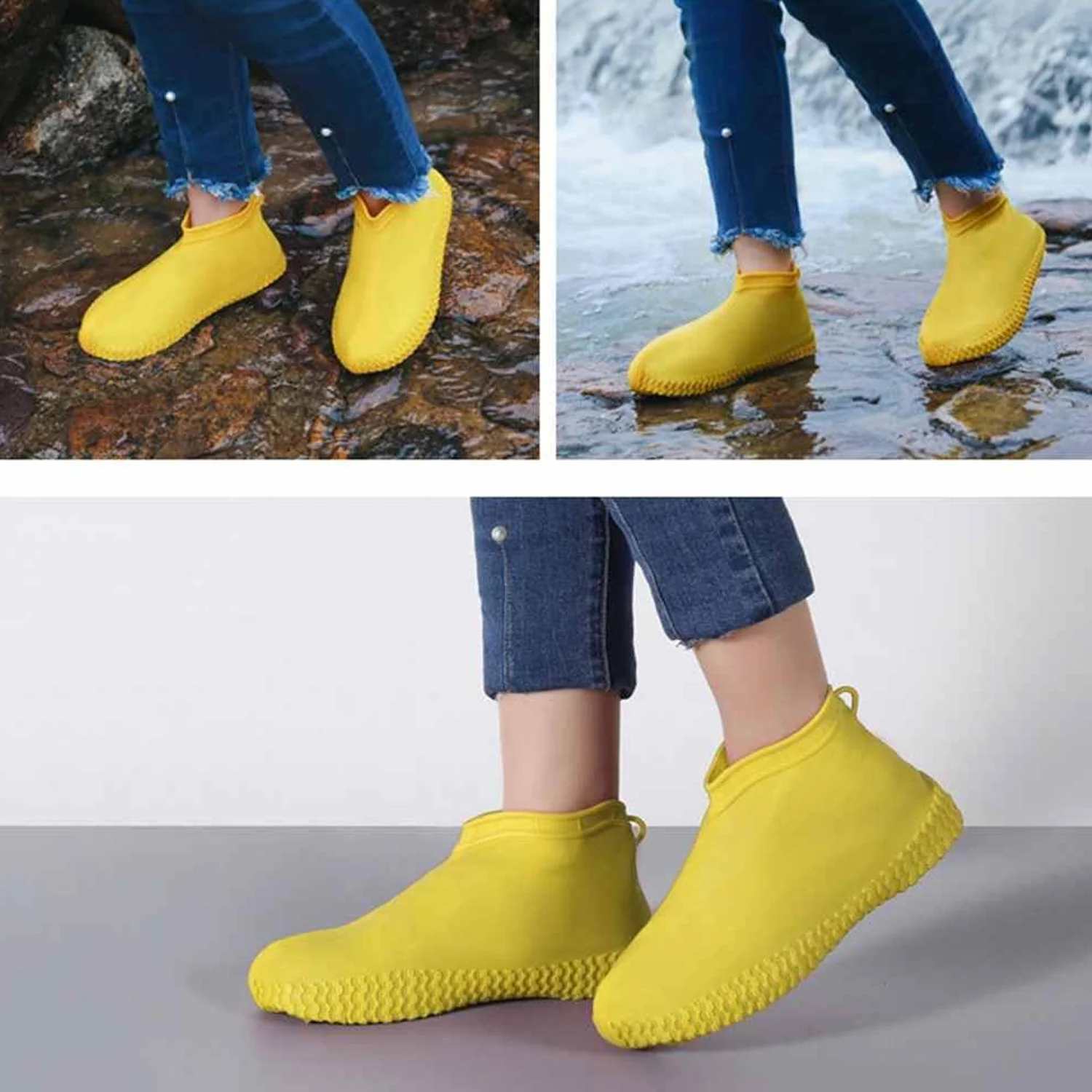 Non Slip Silicone Rain Reusable Waterproof Foldable Boot Shoe Cover XL 1 Pair Mix - Image 5