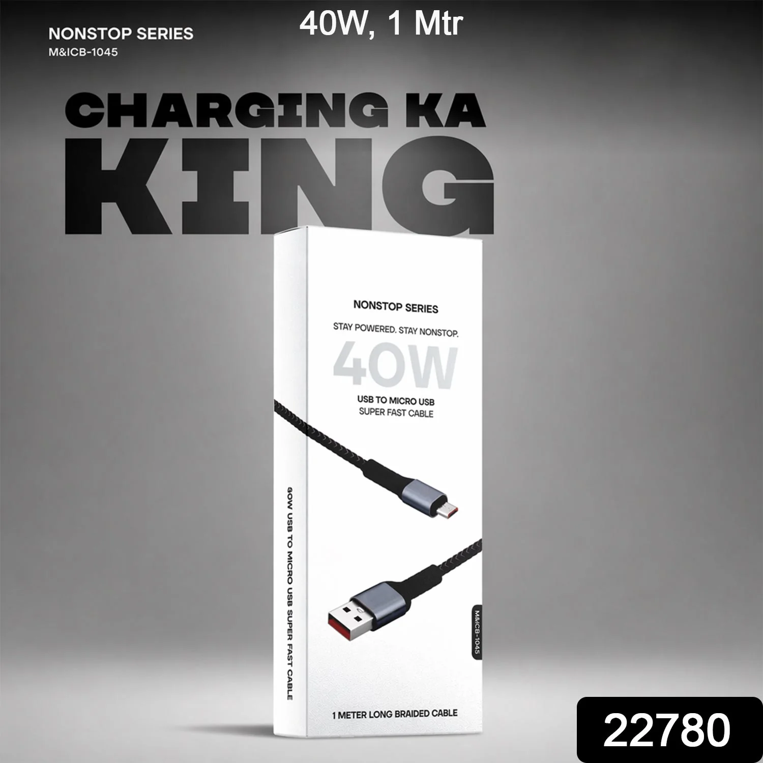 Nonstop Series 40W USB to Micro USB Super Fast Charging Cable (1 Mtr) - Image 2