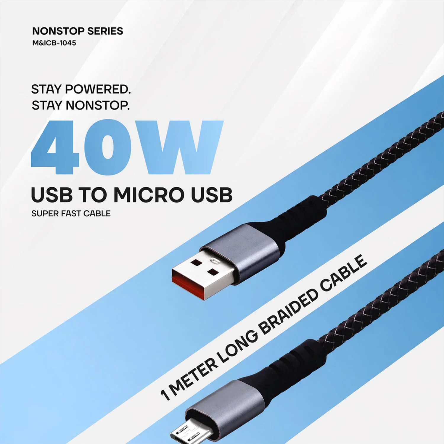 Nonstop Series 40W USB to Micro USB Super Fast Charging Cable (1 Mtr) - Image 3
