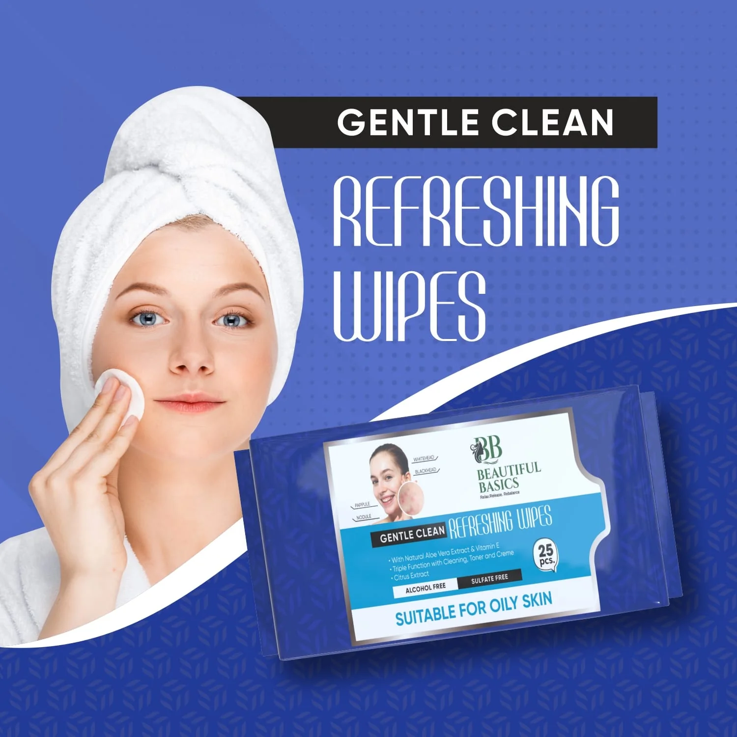 Beautiful Basics Normal & Oily Skin Face Wipes (2 Pkts x 50 Pcs Wipes) - Image 11