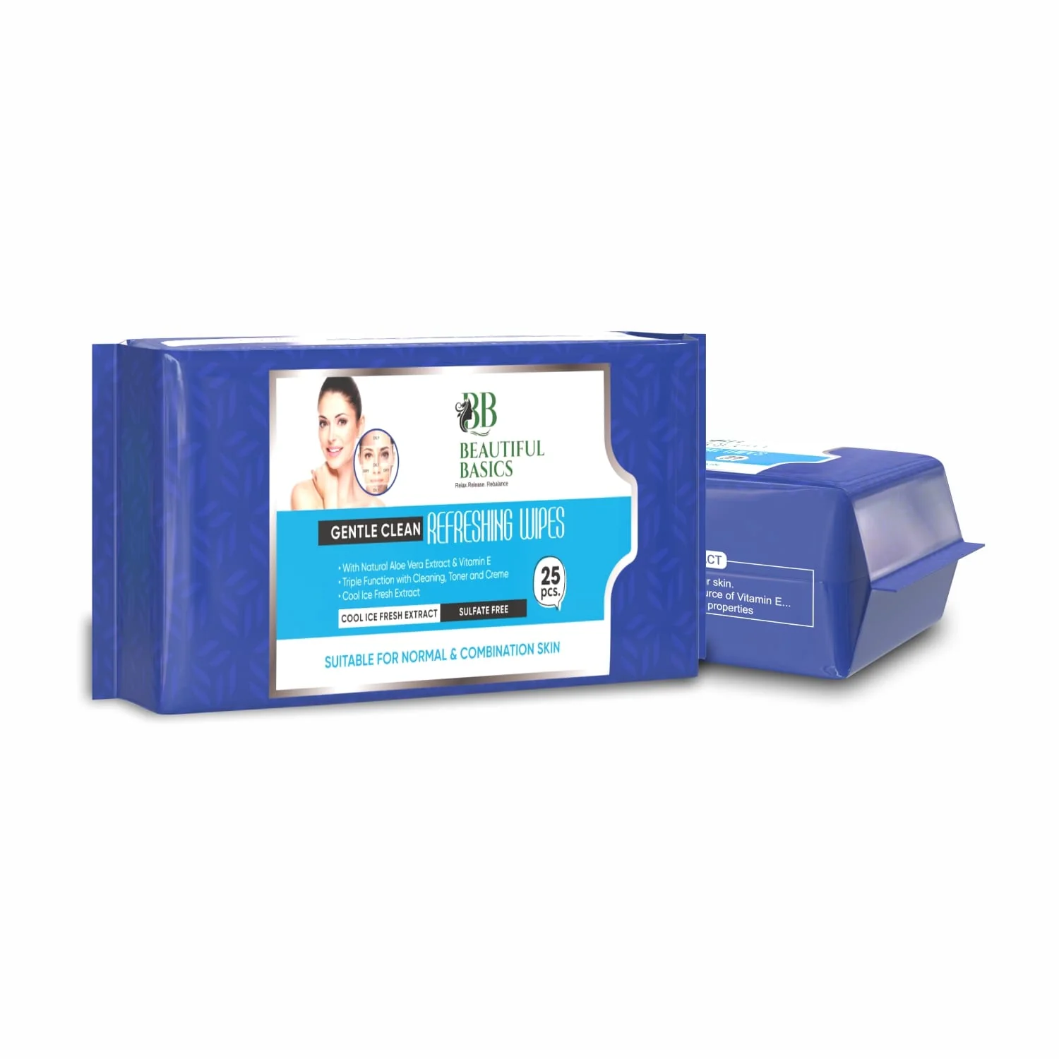 Beautiful Basics Normal & Oily Skin Face Wipes (2 Pkts x 50 Pcs Wipes) - Image 4