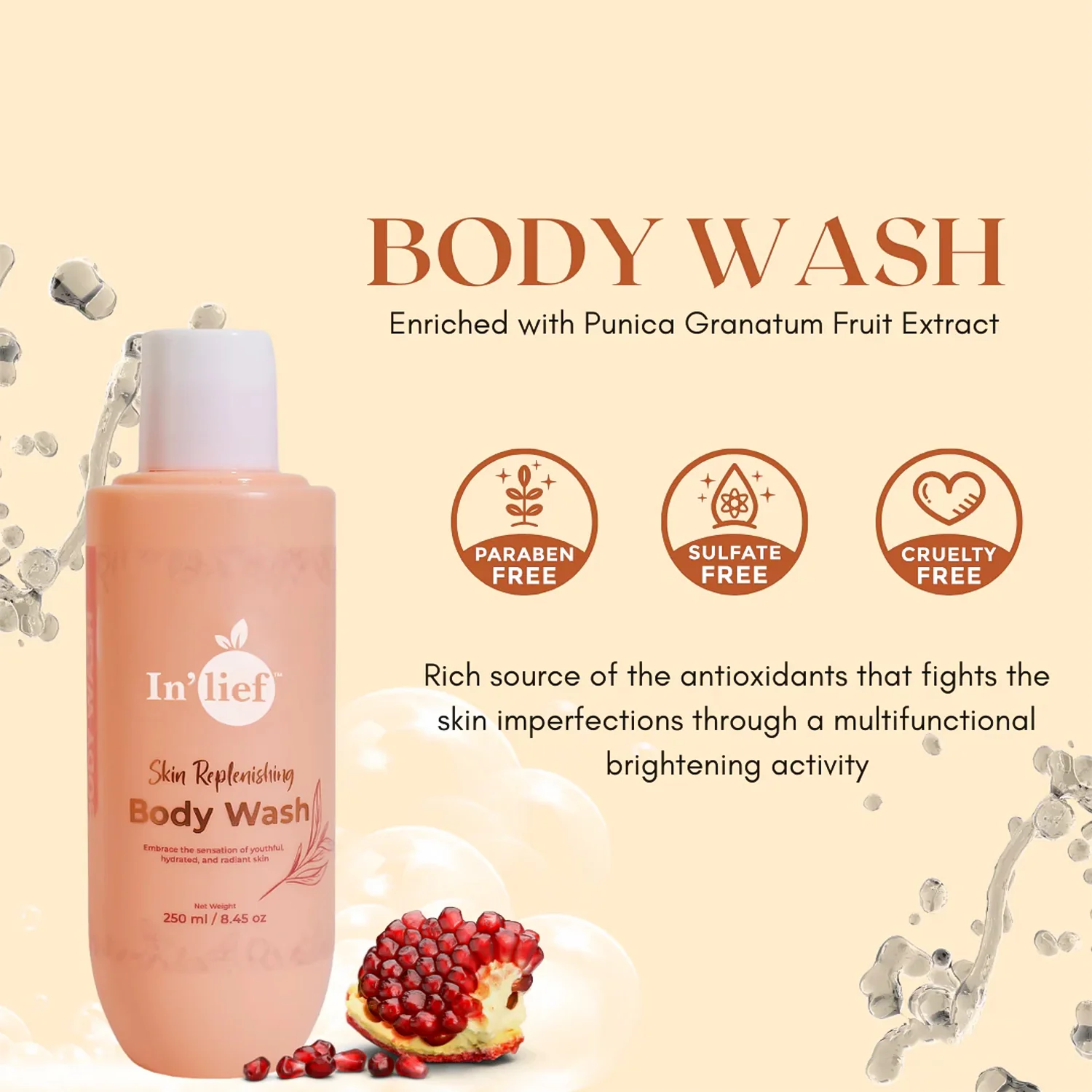 In'lief Nourishing & Hydrating Skin Replenishing Body Wash (250 ml) - Image 6