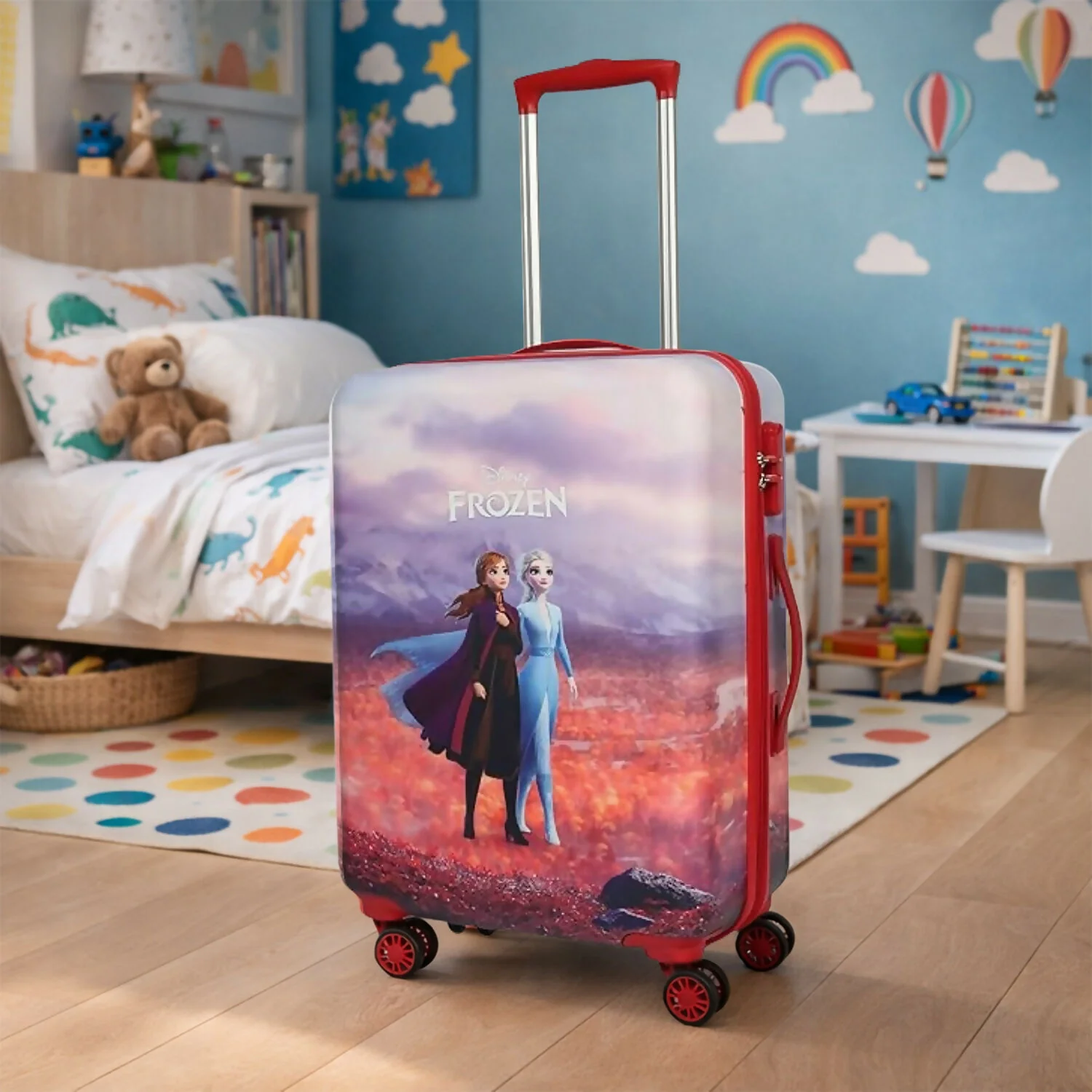 NOVEX Disney Frozen Red Travelling Kids Trolley Bags for Girls Luggage 4 Wheels ( Blue /22 Inch) - Image 4