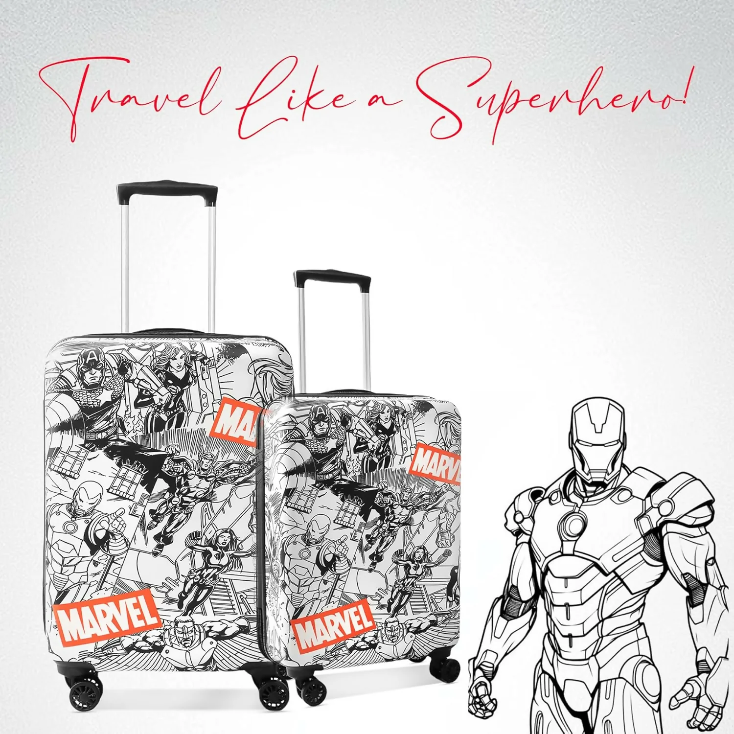 Novex Marvel Avenger Kids Trolley Bags for Travel Polycarbonate Luggage /Suitcase with 4 Wheel (Black,22 Inch) - Image 2