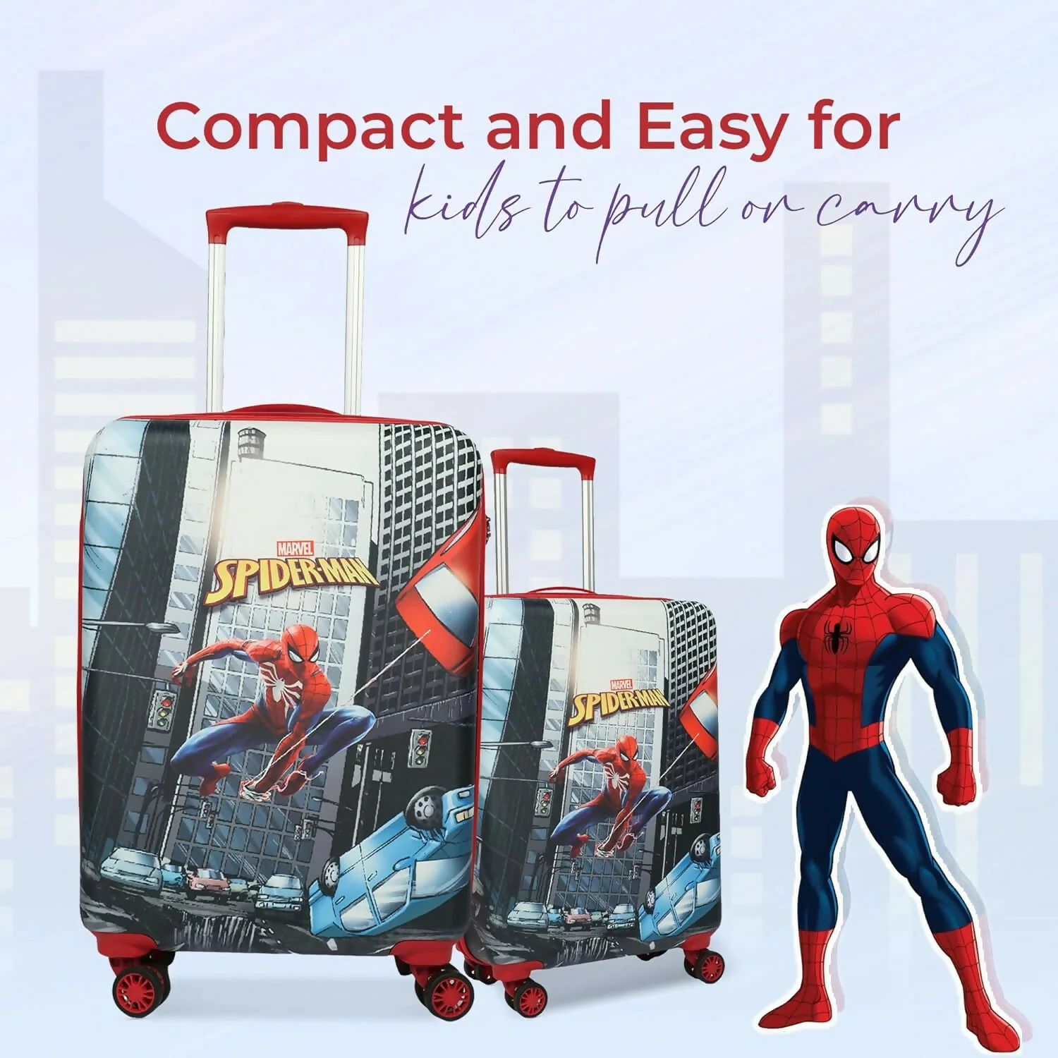 Novex Marvel Spiderman Kids Polycarbonate Trolley Bag for Boys Travel Luggage with 4 Spinner Wheel (18 Inch) - Image 2