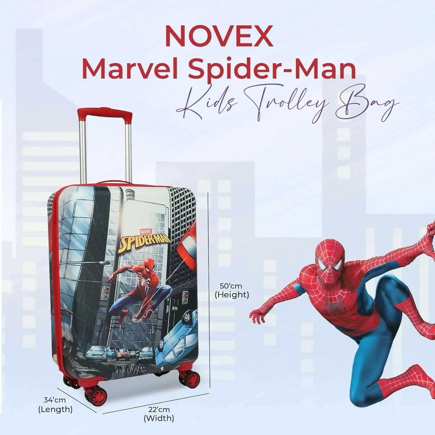 Novex Marvel Spiderman Kids Polycarbonate Trolley Bag for Boys Travel Luggage with 4 Spinner Wheel (18 Inch) - Image 5