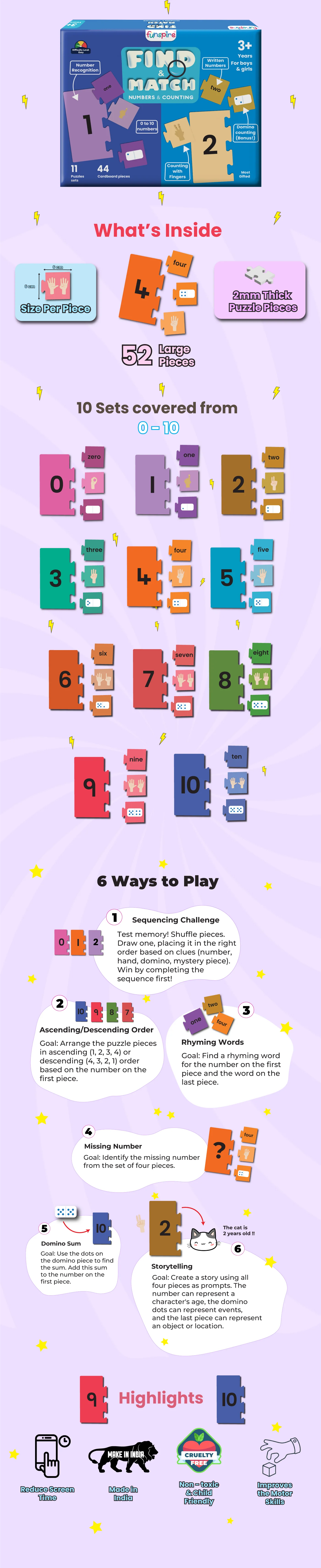 Numbers & Counting Puzzle - Ages 3+ (44 cardboard puzzle pieces) Find & Match series - Image 9