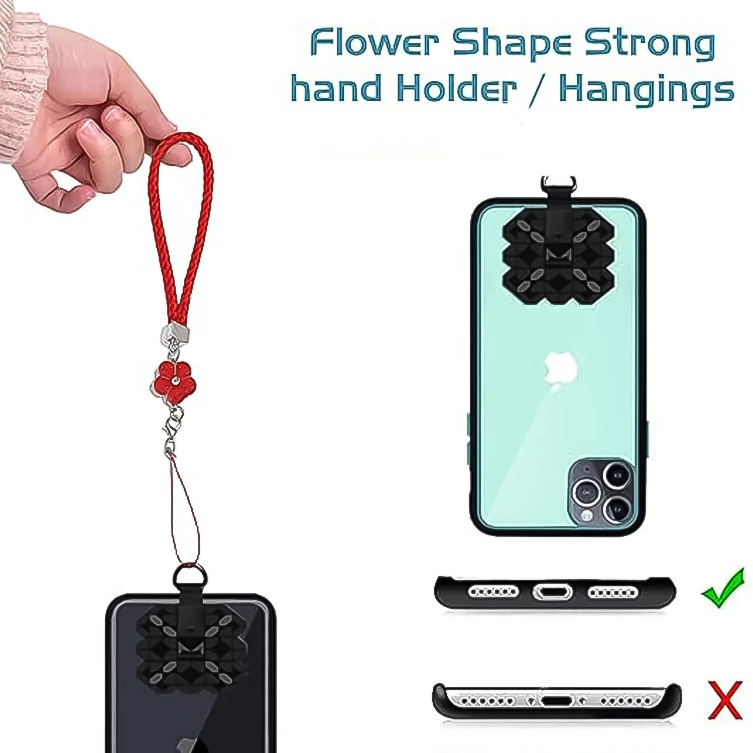 Flower Shape Metal Alloy Pendant with Braided Leather Hand Strap (1 Pc) - Image 3