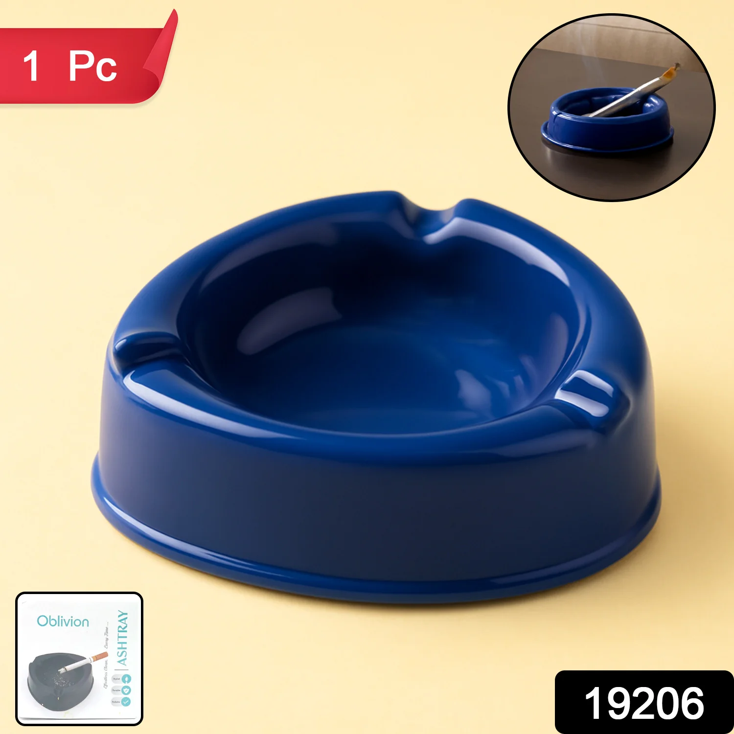 Oblivion Dark Blue Plastic Ashtray (1 pc) - Image 2
