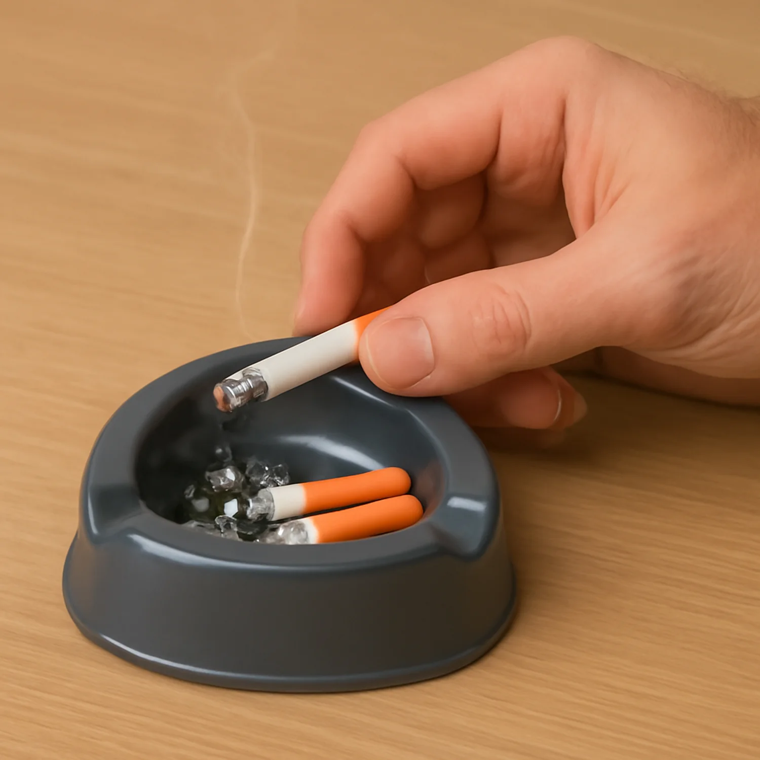 Oblivion Durable Plastic Ashtray Wide Bowl and Triple Cigarette Holder Slots (1 pc) - Image 6